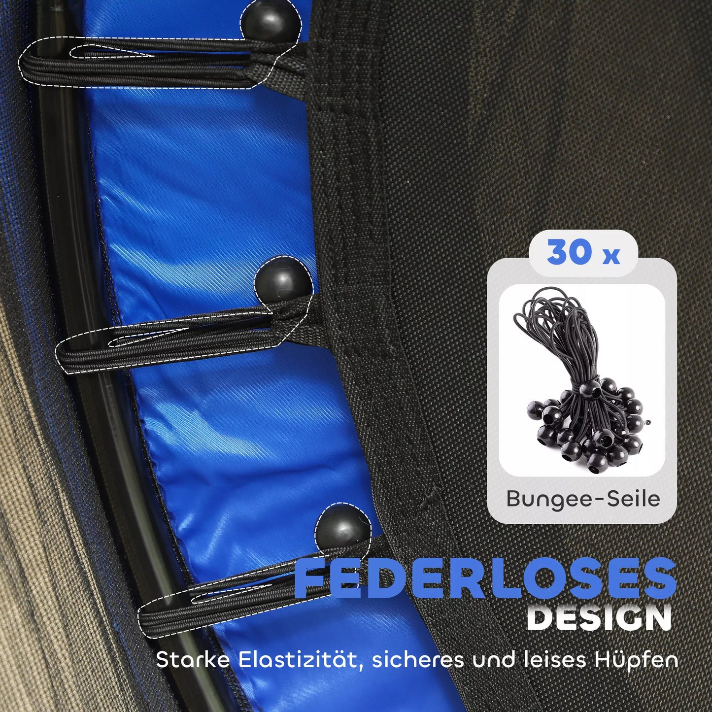 Batutas vaikams, Ø140 cm, su saugos tinklu, skirtas naudoti viduje ir lauke, plienas, plastikas, atlaiko iki 50 kg, mėlynas