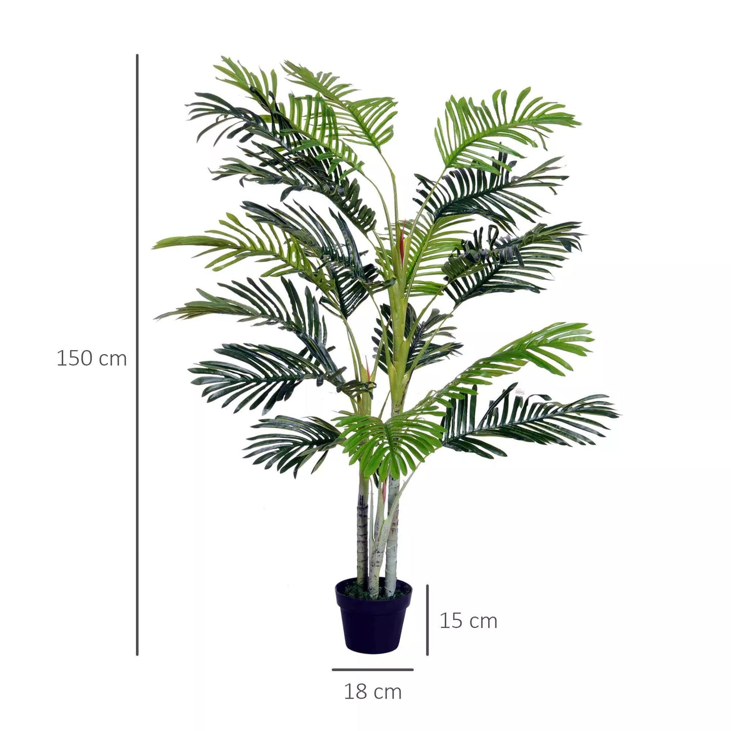 Dirbtinė palmė, dirbtinis augalas su vazonu, 150cm, plastikas