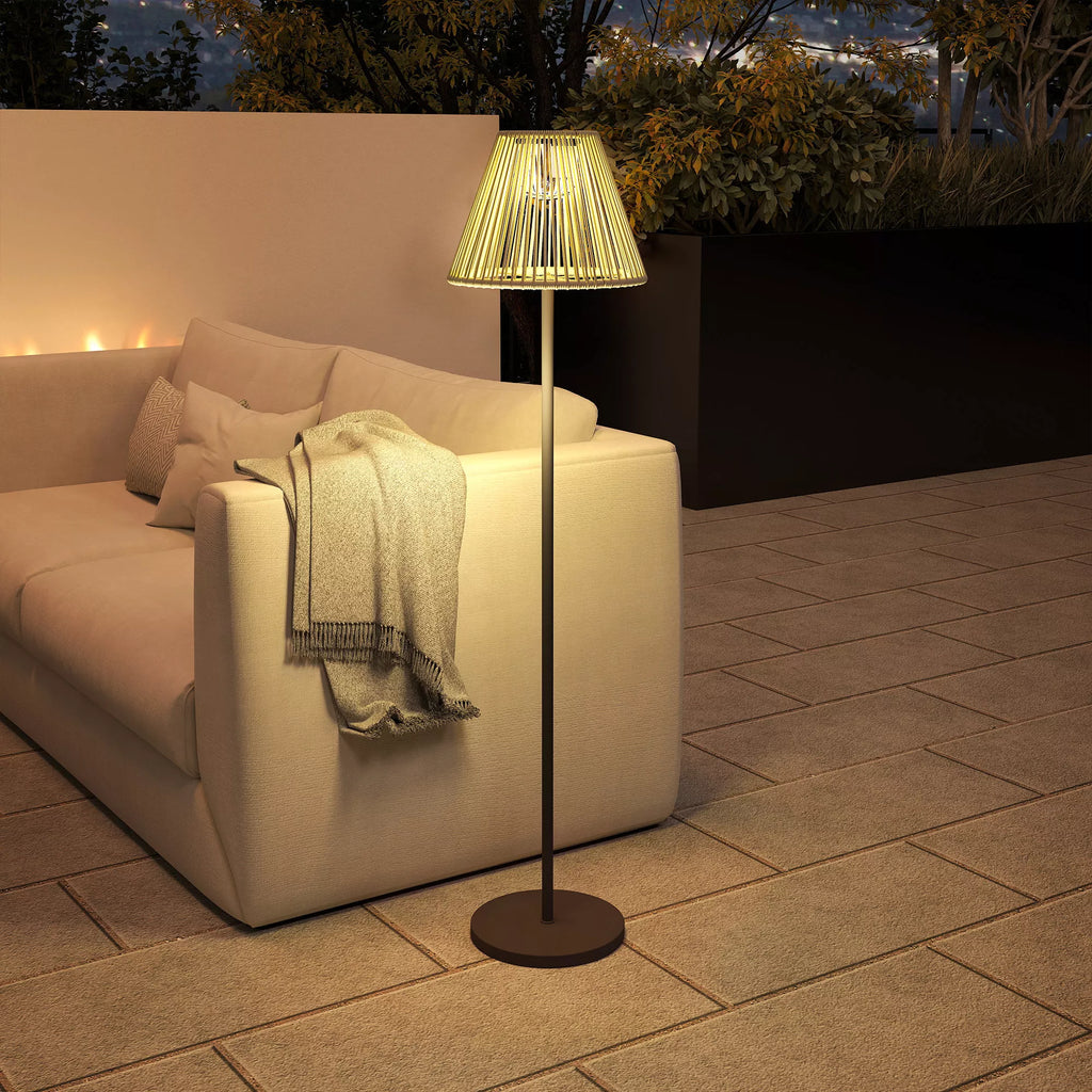 Saulės stovas Rattan saulės lempos su šviesos jutikliu 25 LED šviesos saulės lempa boho stiliaus Ø33 x 135 cm