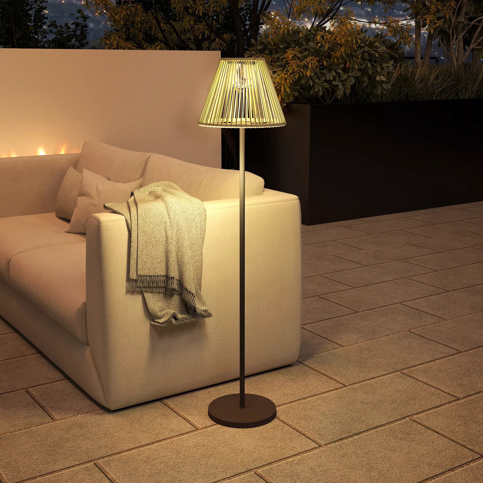 Saulės stovas Rattan saulės lempos su šviesos jutikliu 25 LED šviesos saulės lempa boho stiliaus Ø33 x 135 cm