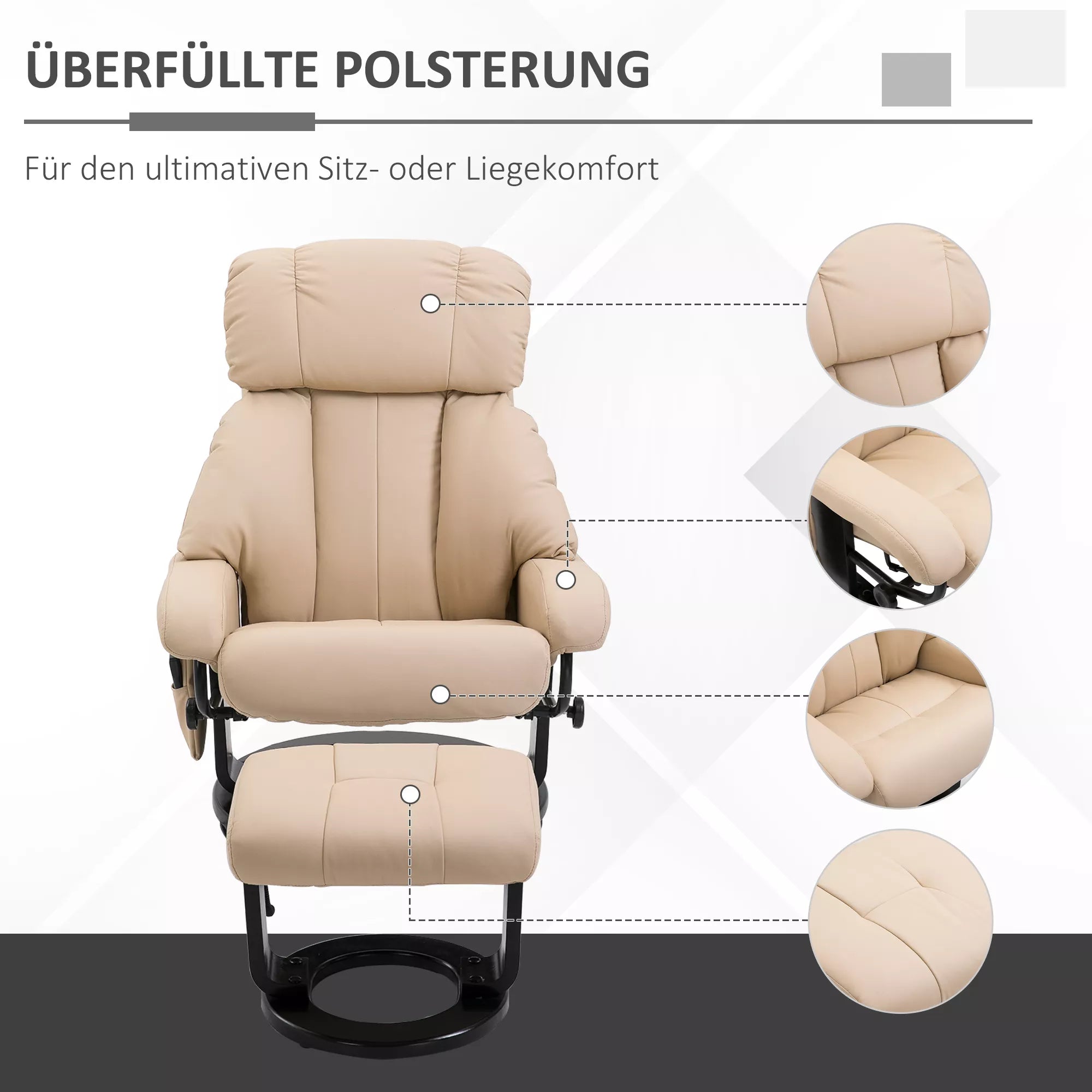 Kreminis fotelis su minkštu apmušalu ir dygsnių detalėmis
