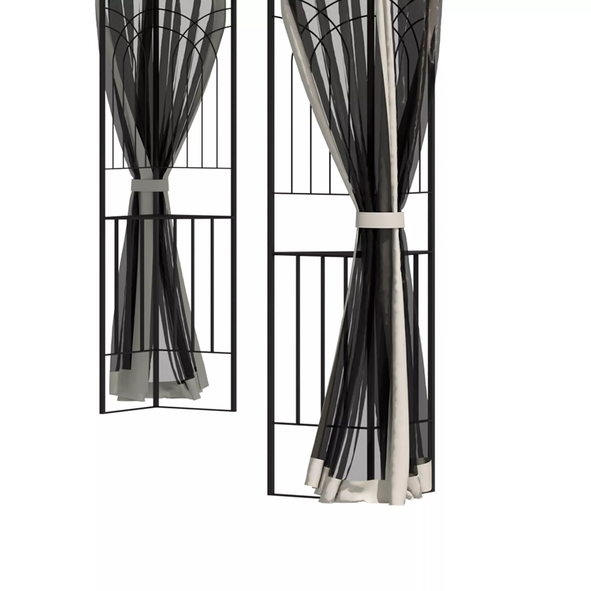 Sodo paviljonas su dvigubu stogu Paviljonas Sodo palapinė Šventinė palapinė 4 x šoninės sienos Metalo + poliesterio smėlio spalvos 2,99 x 2,99 x 2,74 m