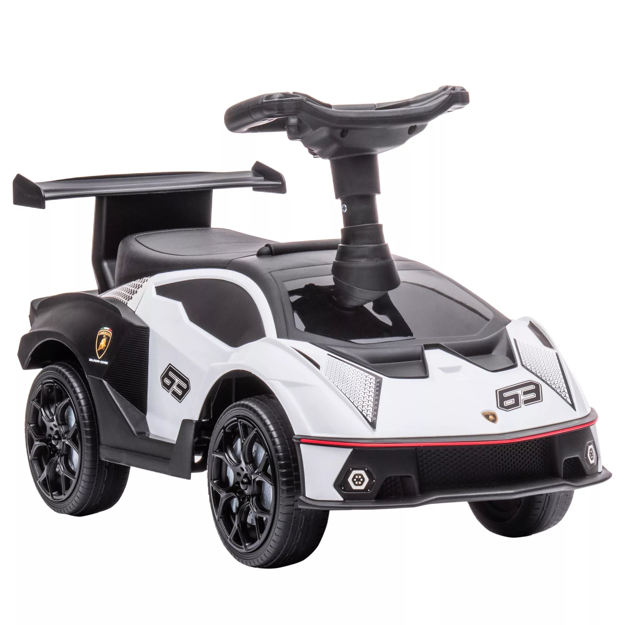 Vaikiškas paspiriamasis automobilis su Lamborghini licencija, su garso efektais, apsauga nuo apvirtimo, 67 cm x 28 x 38 cm
