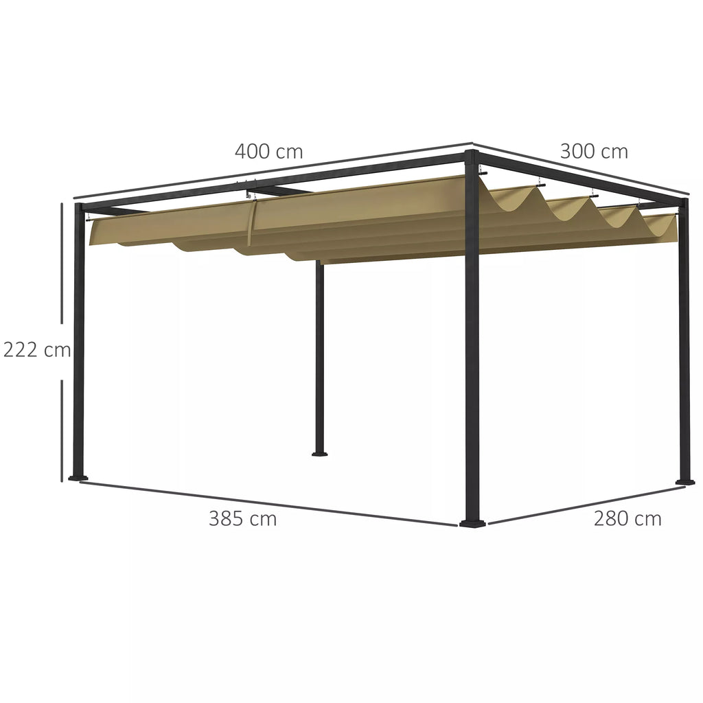 Pergola, tvirta saulės apsauga sodui, balkonui, terasai, pagaminta iš metalo ir plastiko, atspari UV spinduliams ir vandeniui, chaki spalvos