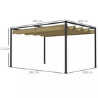 Pergola, tvirta saulės apsauga sodui, balkonui, terasai, pagaminta iš metalo ir plastiko, atspari UV spinduliams ir vandeniui, chaki spalvos