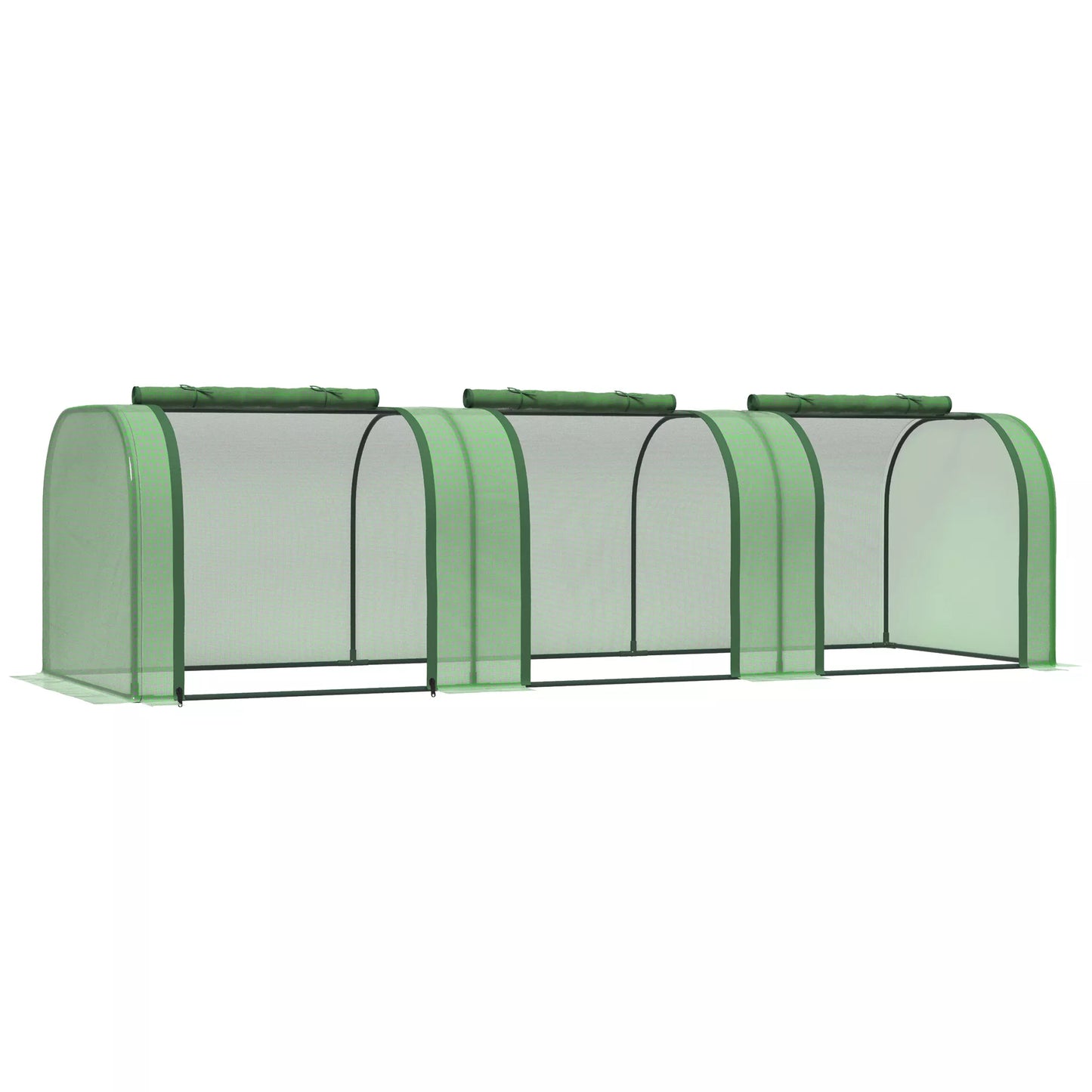 Folinis šiltnamis, trys atsisukamos durys, tvirtas uždangalas, plieninis rėmas, žalias, 2,95 x 1 x 0,8 m