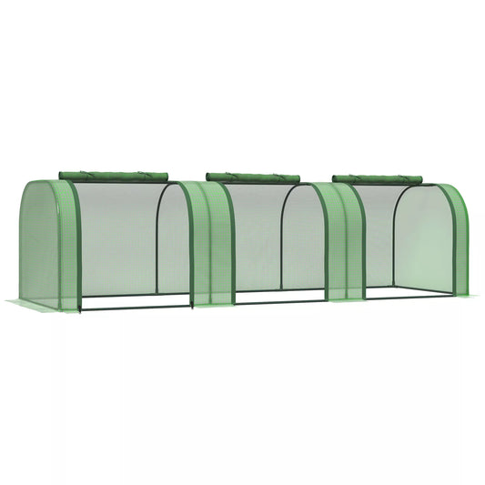 Folinis šiltnamis, trys atsisukamos durys, tvirtas uždangalas, plieninis rėmas, žalias, 2,95 x 1 x 0,8 m