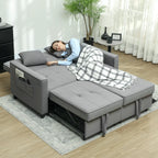 4in1 Sofa, reguliuojama sofa, sofa-lova, su pagalvėmis, audinio apmušalas, skirta svetainei, miegamajam, pilka