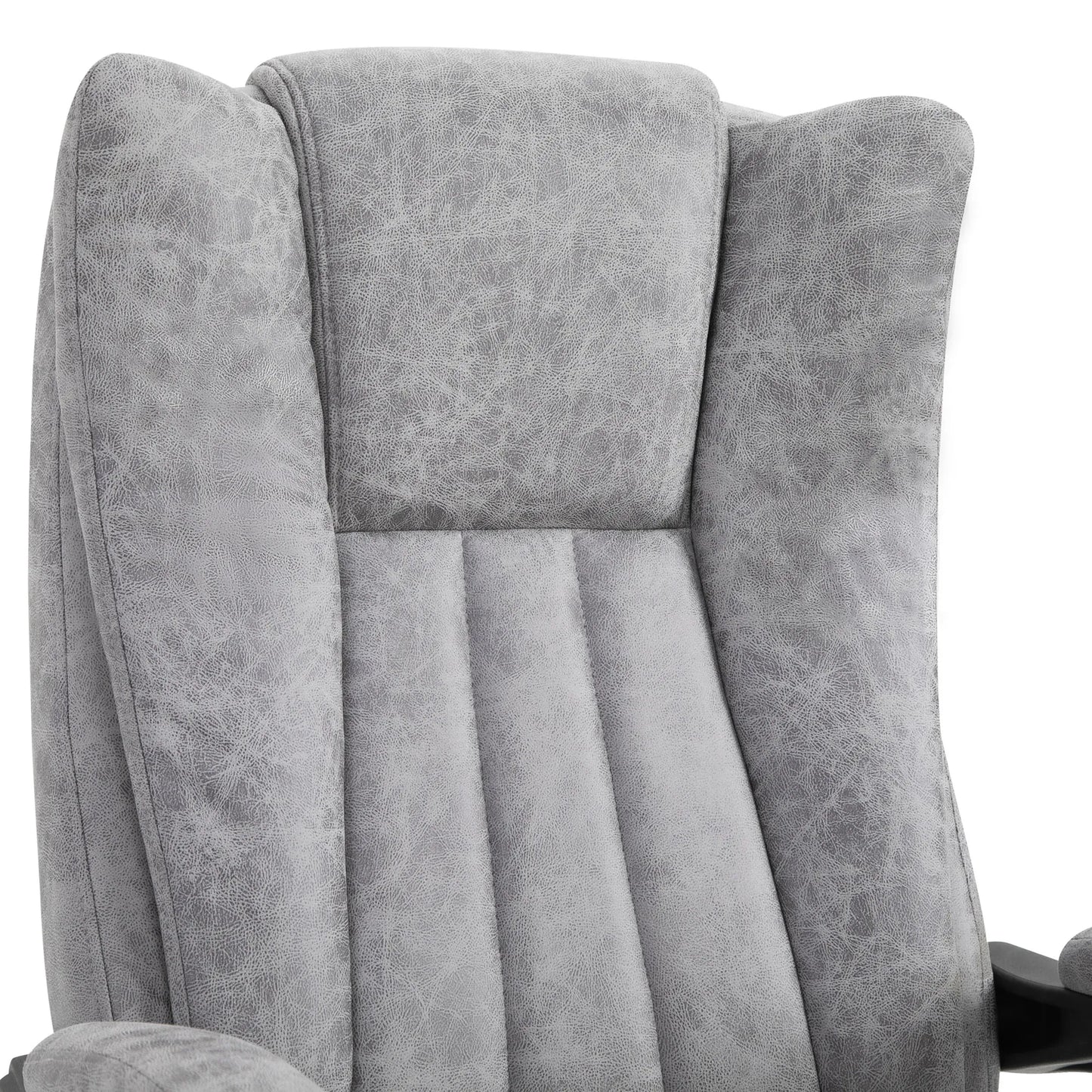 Biuro kėdė su masažo funkcija, Ergonomiška rašomojo stalo kėdė su šildymo funkcija, atlošimo funkcija, aukščio reguliavimo pasukama kėdė su kojų atrama, šoninė kišenė, pilka