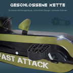 Infografika su kartingo grandinės apsaugos detaliu vaizdu ir užrašu Fast Attack