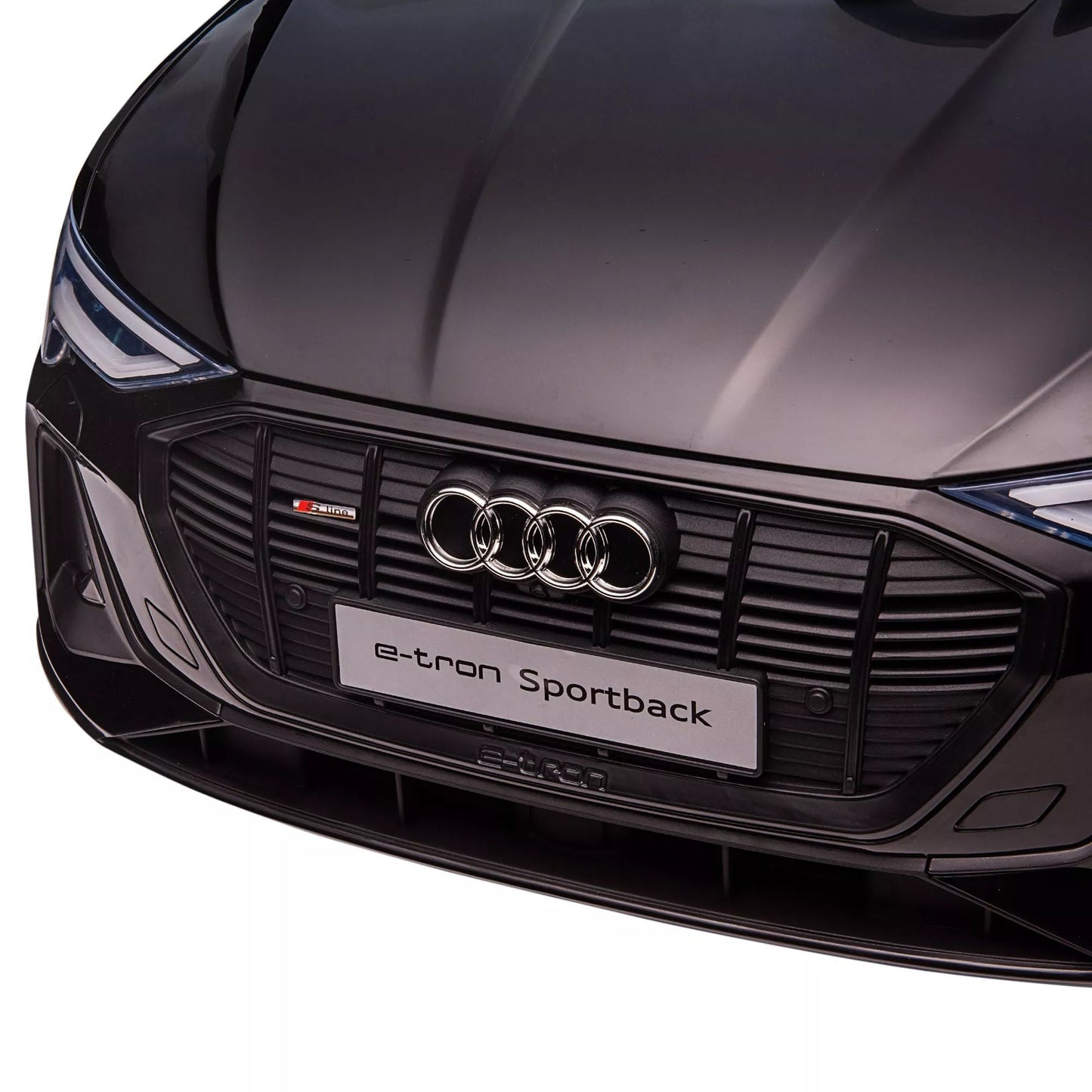 Elektrinis vaikiškas automobilis 12V Audi E-tron, elektrinė transporto priemonė su nuotolinio valdymo pulteliu, saugos diržu, muzika (MP3/USB/TF), vaikiška transporto priemonė vaikams nuo 3 iki 5 metų, 3-5 km/h, juodas