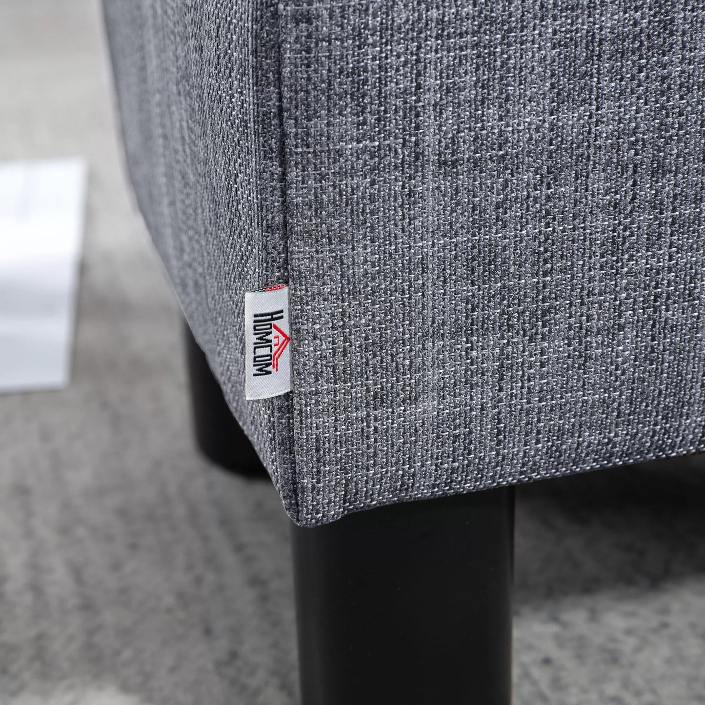 Pufas su audinio užvalkalu, lininio audinio išvaizdos, iki 110 kg, šviesiai pilkos spalvos, 40 x 30 x 24cm