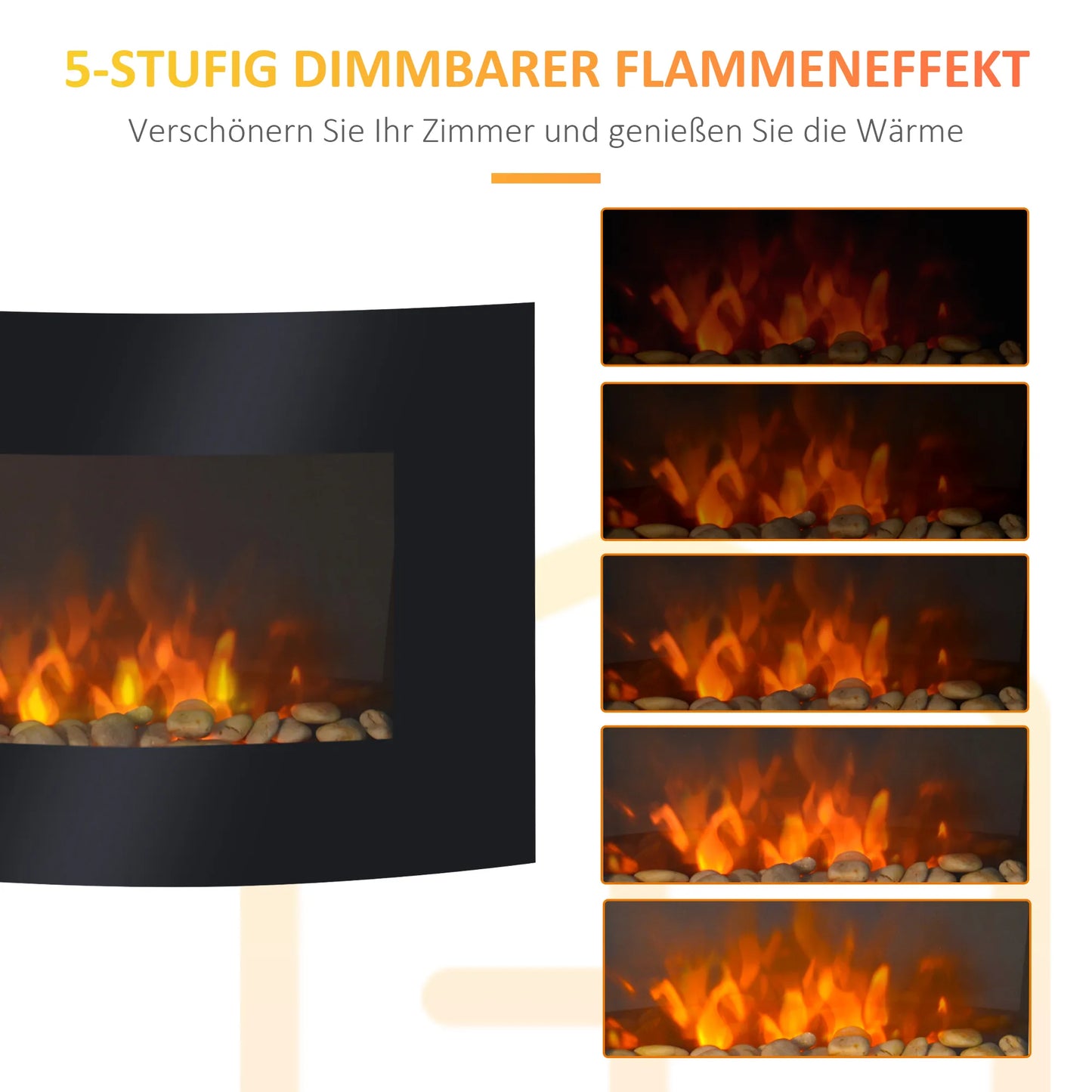 Elektrinis židinys, sieninis židinys, elektrinis židinys-krosnelė 65 x 11,4 x 52cm