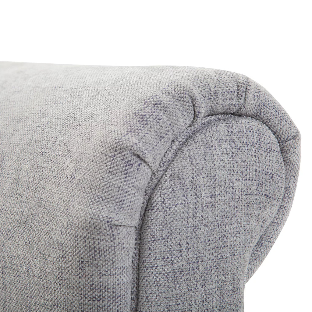 Minkšta suolelė, poilsio suolelė, prieškambario suolelė, lova su suoleliu, elegantiška su suktomis pusėmis, lino audinys, putų poliesteris, šviesiai pilka, 132 x 45,5 x 58 cm