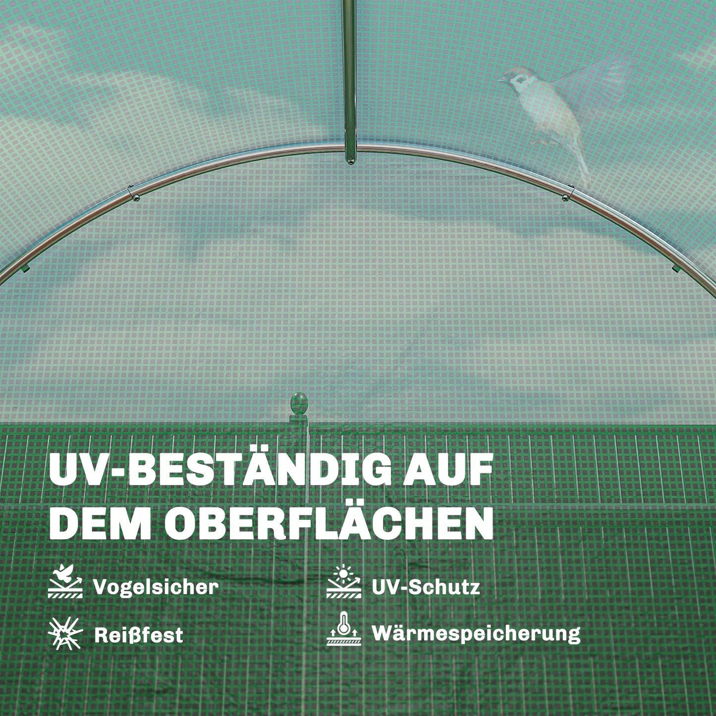 Arkinis šiltnamis su rakinamomis varstomomis durelėmis ir šešiais tinkliniais langais, folinis šiltnamis, pe-ratanas ir plienas, 3 x 2 x 2 m, žalia