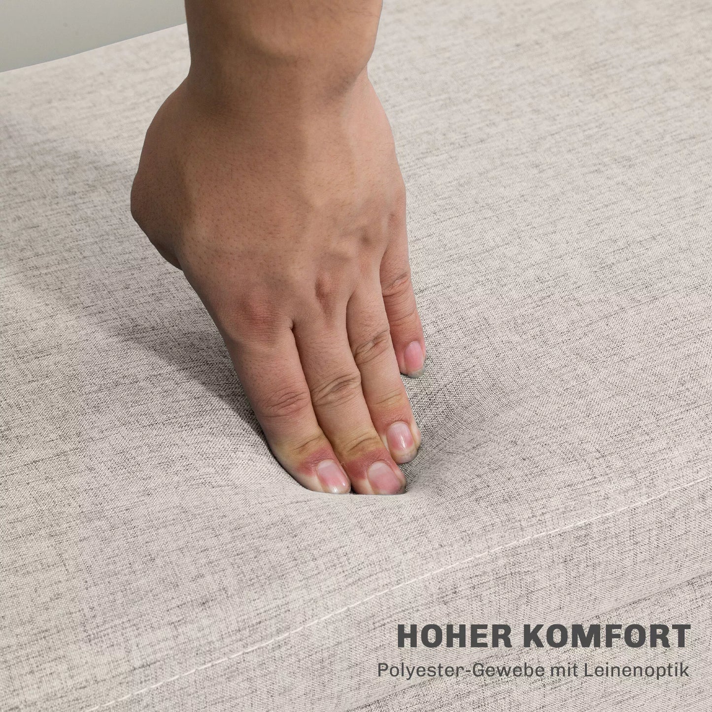 Suolas su daiktadėže, iki 220 kg, lininės išvaizdos, 110x39x45cm, smėlio spalvos