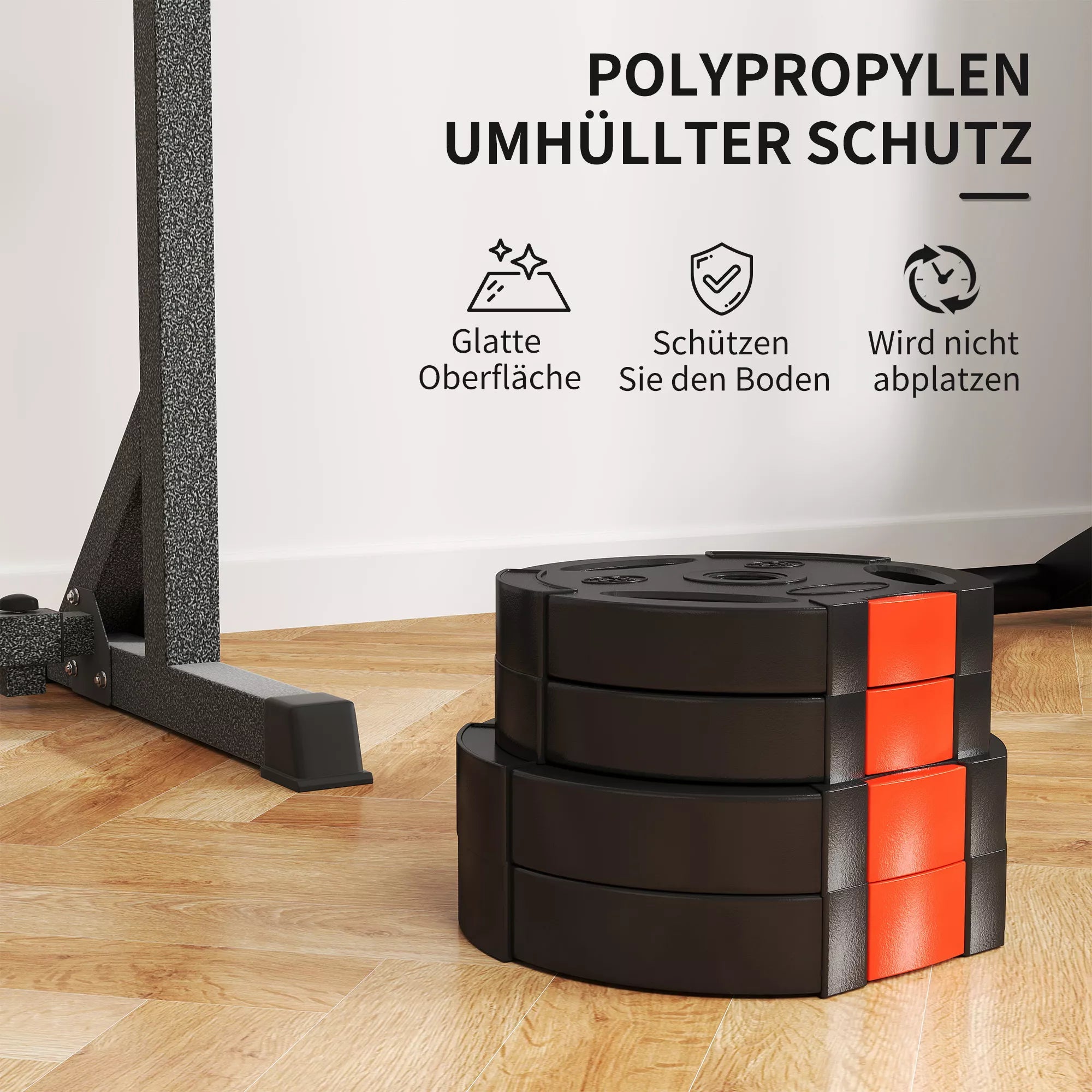 4 vnt. svorio plokščių rinkinys treniruotėms, sporto salėms, namų treniruotėms, jėgos treniruotėms, 2 x 5 kg ir 2 x 2,5 kg, juodos spalvos
