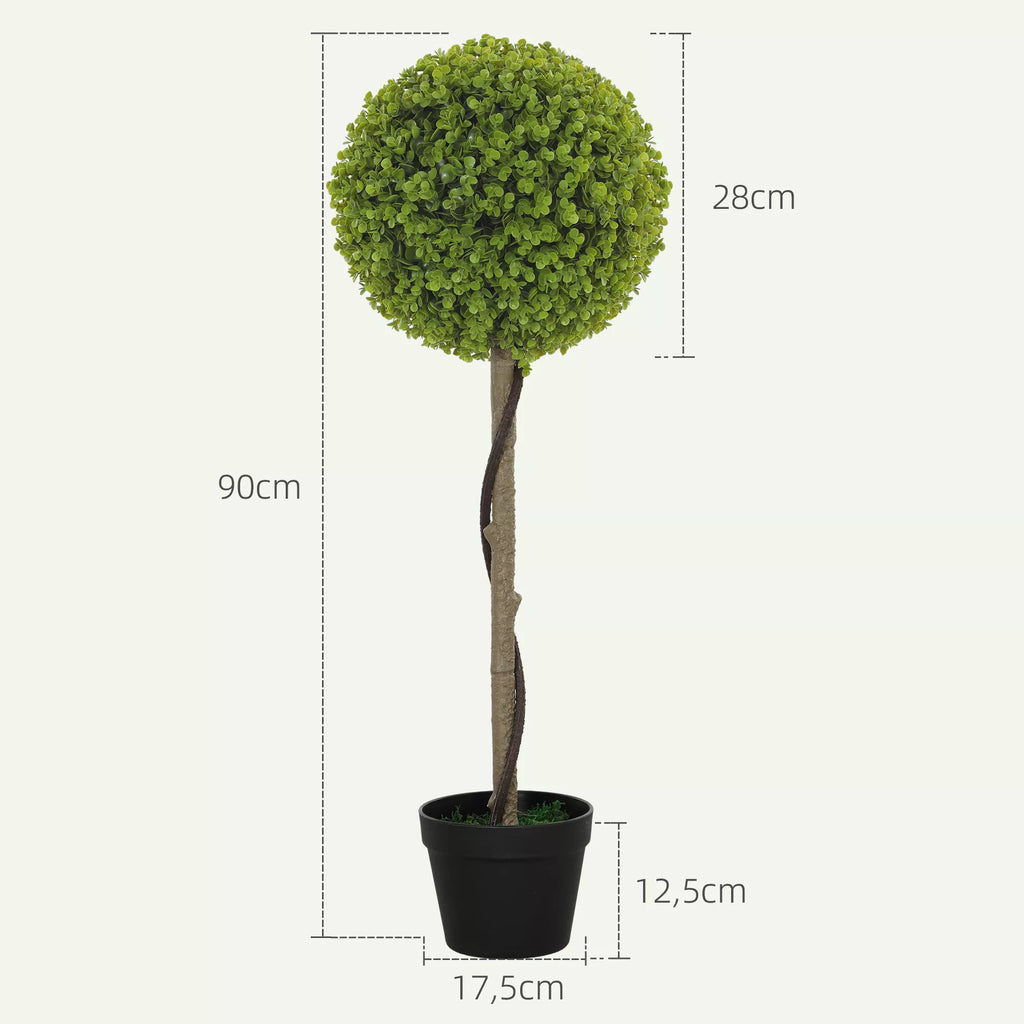 Dirbtinis eukaliptas, 2 vnt. rinkinys, su vazonu, lengvai prižiūrimas, 90 cm