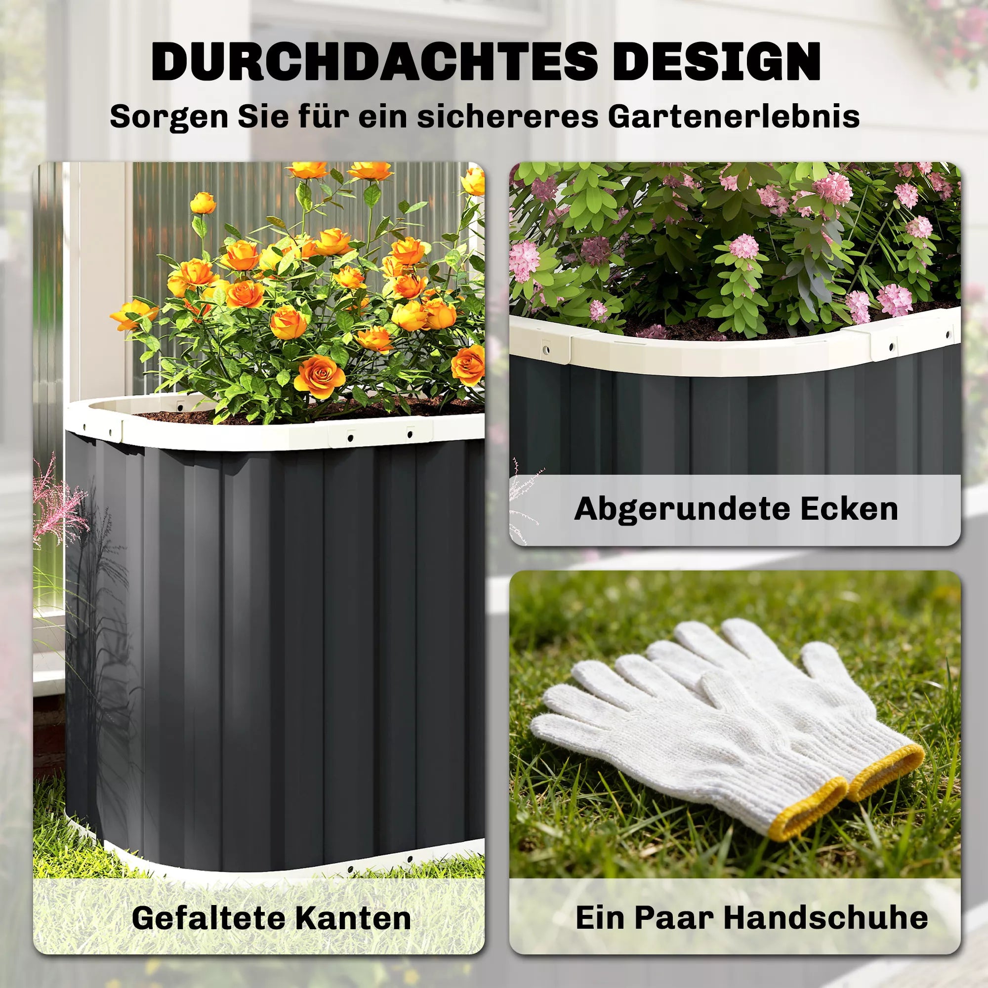 Aukšta pakelta cinkuoto plieno lysvė 61 cm gylio 136 x 53 x 61 cm – tamsiai pilka