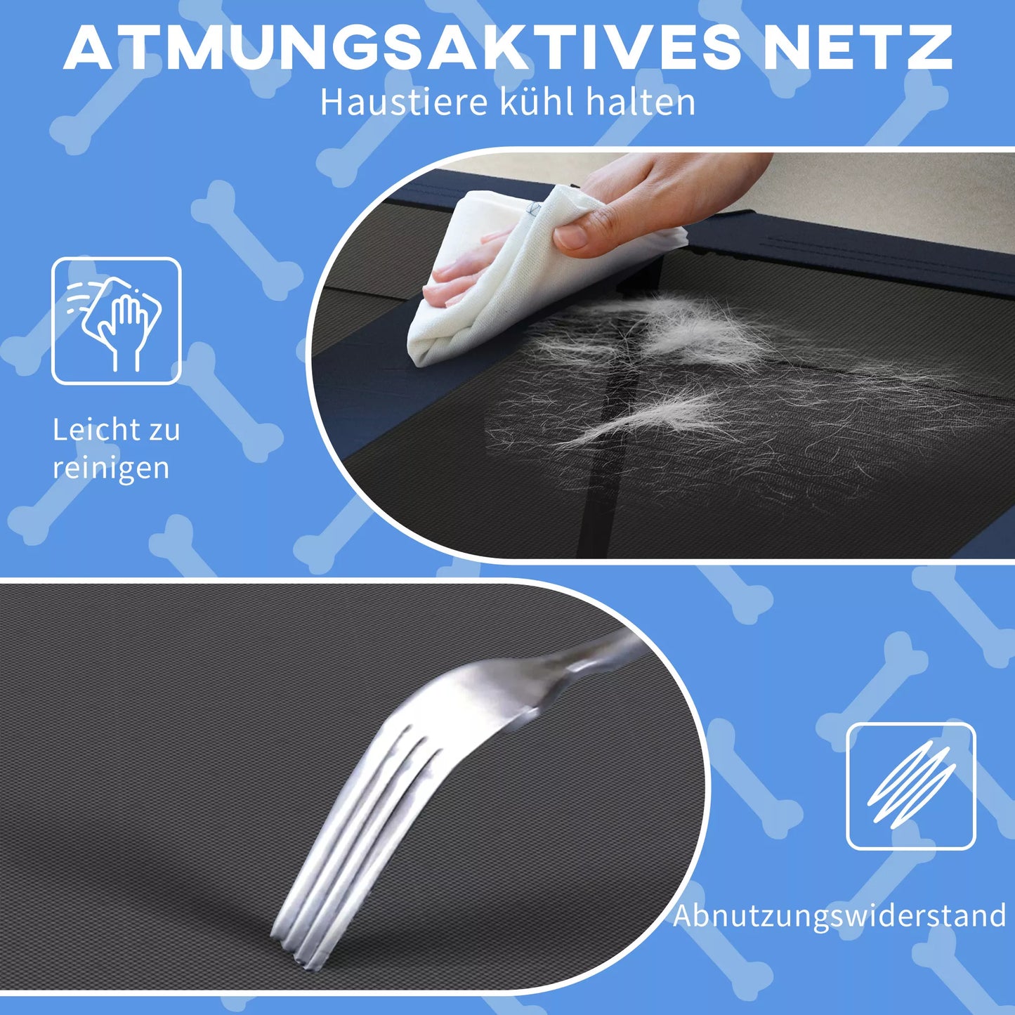 Lauko šunų guolis, atsparus oro sąlygoms, paaukštintas rėmas, 106 x 76 x 94 cm, tamsiai mėlynas