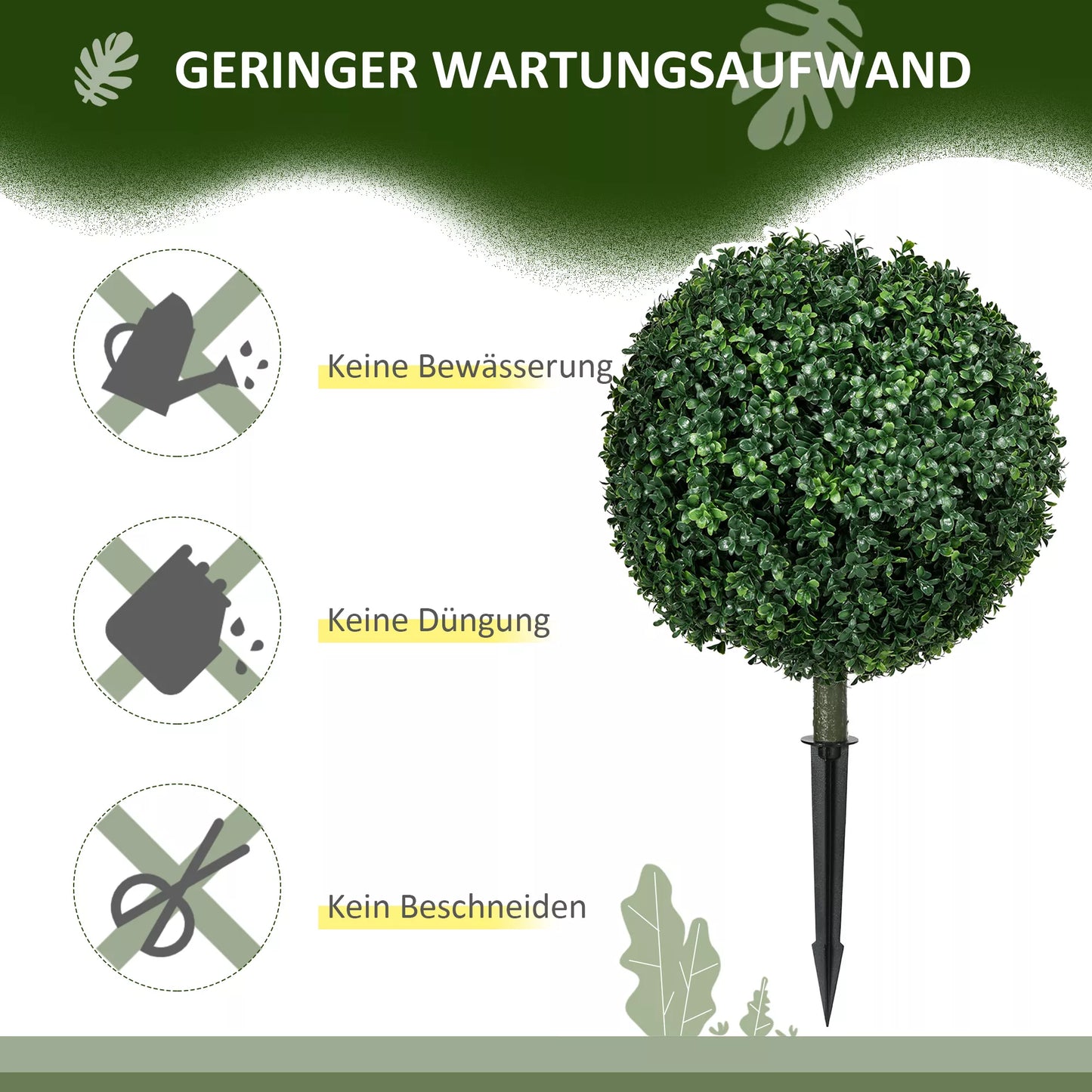 Dirbtinis buksmedis 2 vnt. rinkinyje, realistiškas, atsparus oro sąlygoms, lengvai prižiūrimas, 70 cm