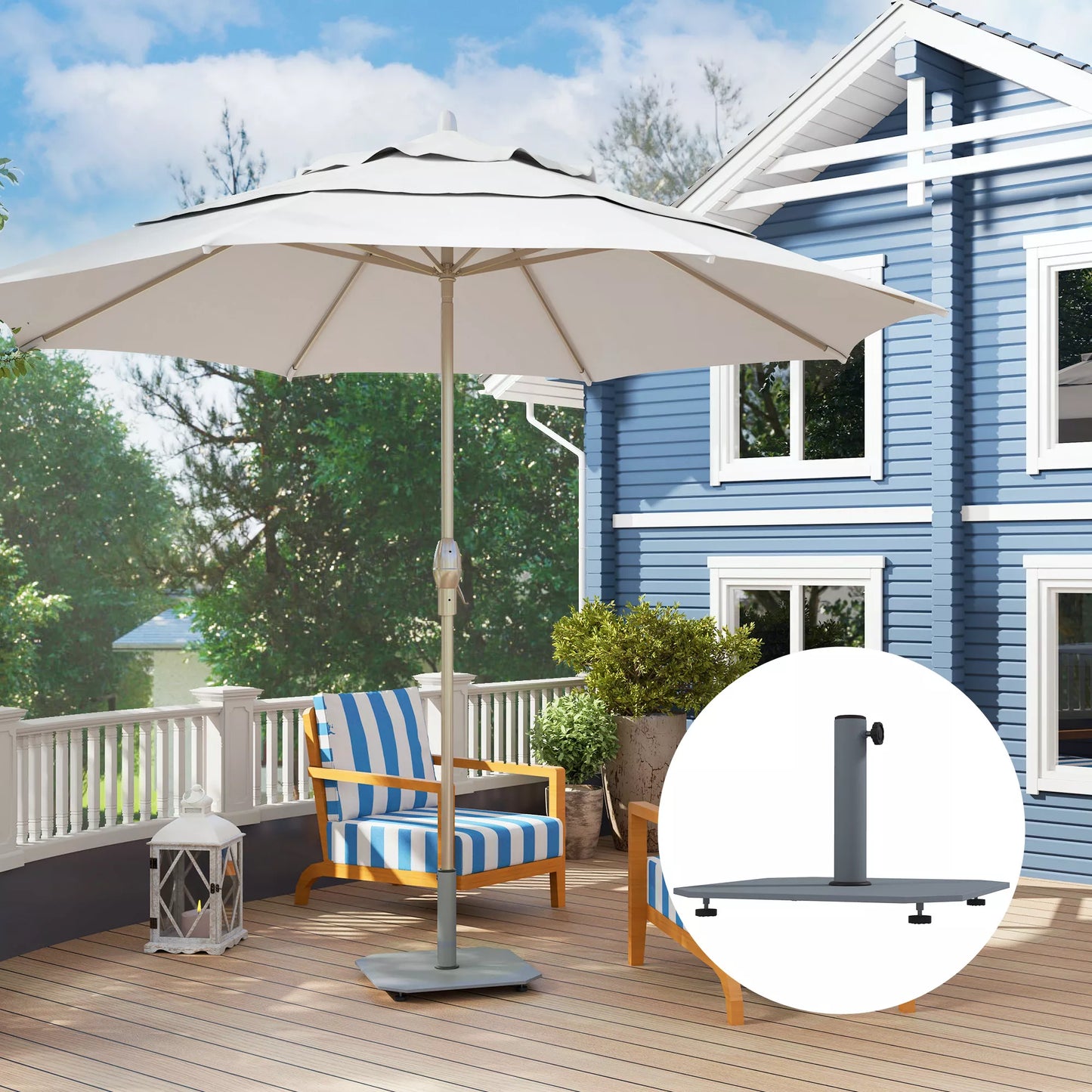 Metalinis skėčio stovas 18,5 kg, kvadratinis laikiklis skėčiui skirtas 32/38/48 mm