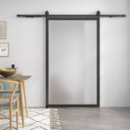 Stumdomų durų komplektas, tylus ir lengvai atidaromas, medinėms ir cementinėms sienoms, 244cm, plienas, juodas