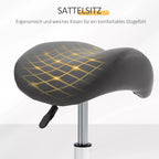 Grafika apie ergonomišką balno formos sėdynę