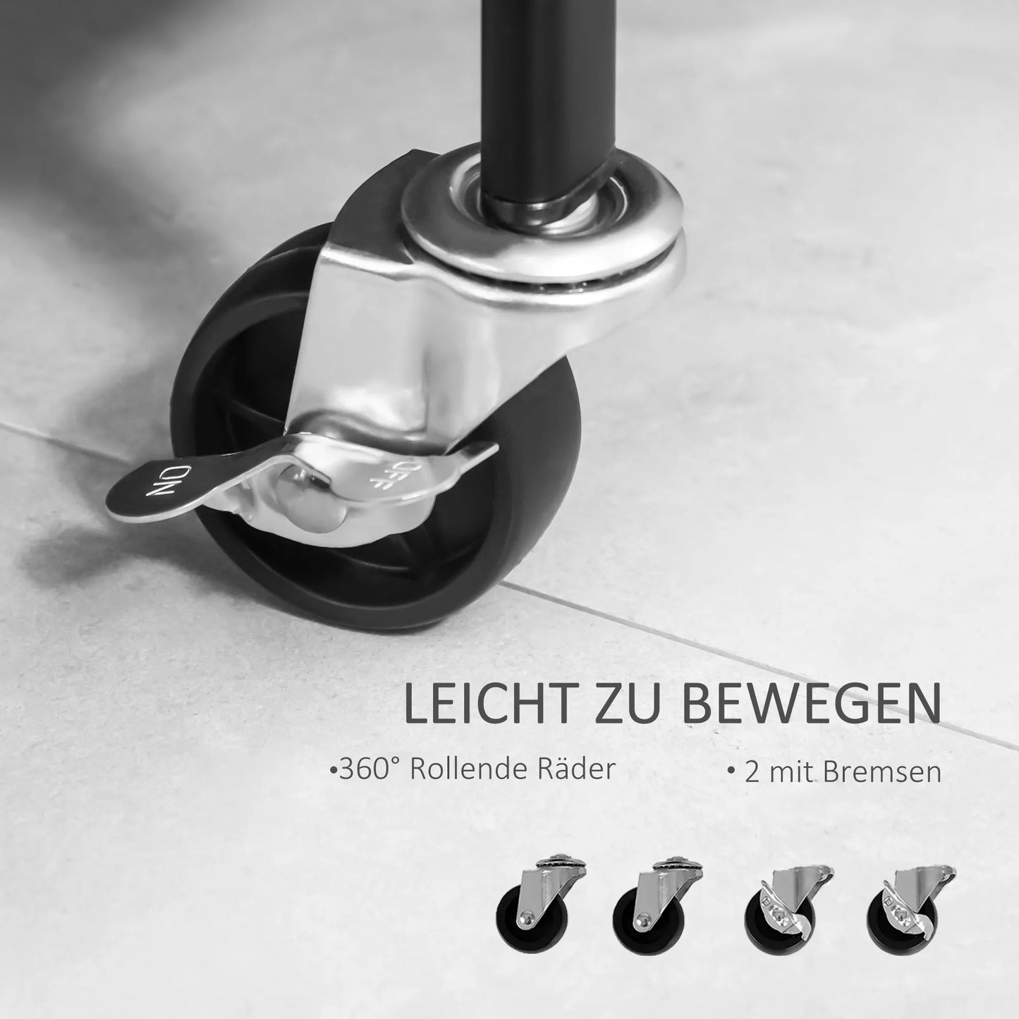 Metalinė drabužių kabykla su batų lentyna, ant ratukų, pastatoma, juoda