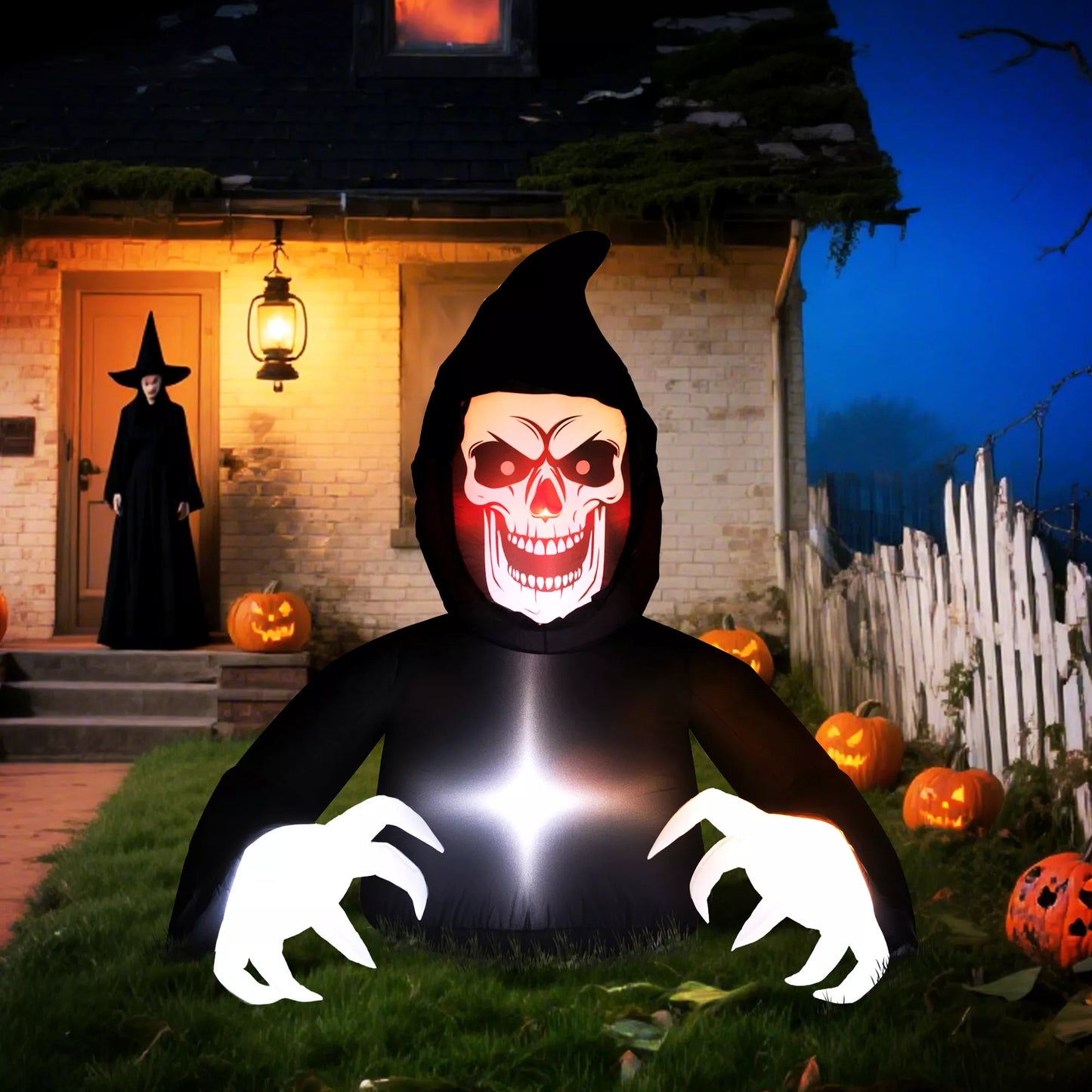 Outsunny Pripučiama Helovino puošmena, Grimasis Šmėkla, LED lemputės, pūstuvas, laidas