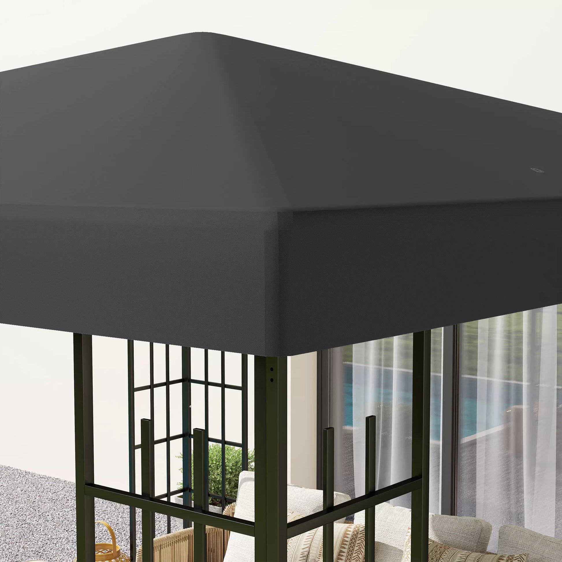 3 x 3 m atsarginė palapinė pavėsinei, palapinė sodo pavėsinei, su vandens nutekėjimo angomis, UPF30+, tamsiai pilka