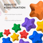 Tvirtos konstrukcijos infografika: iki 80 kg ir spalvotos žvaigždės