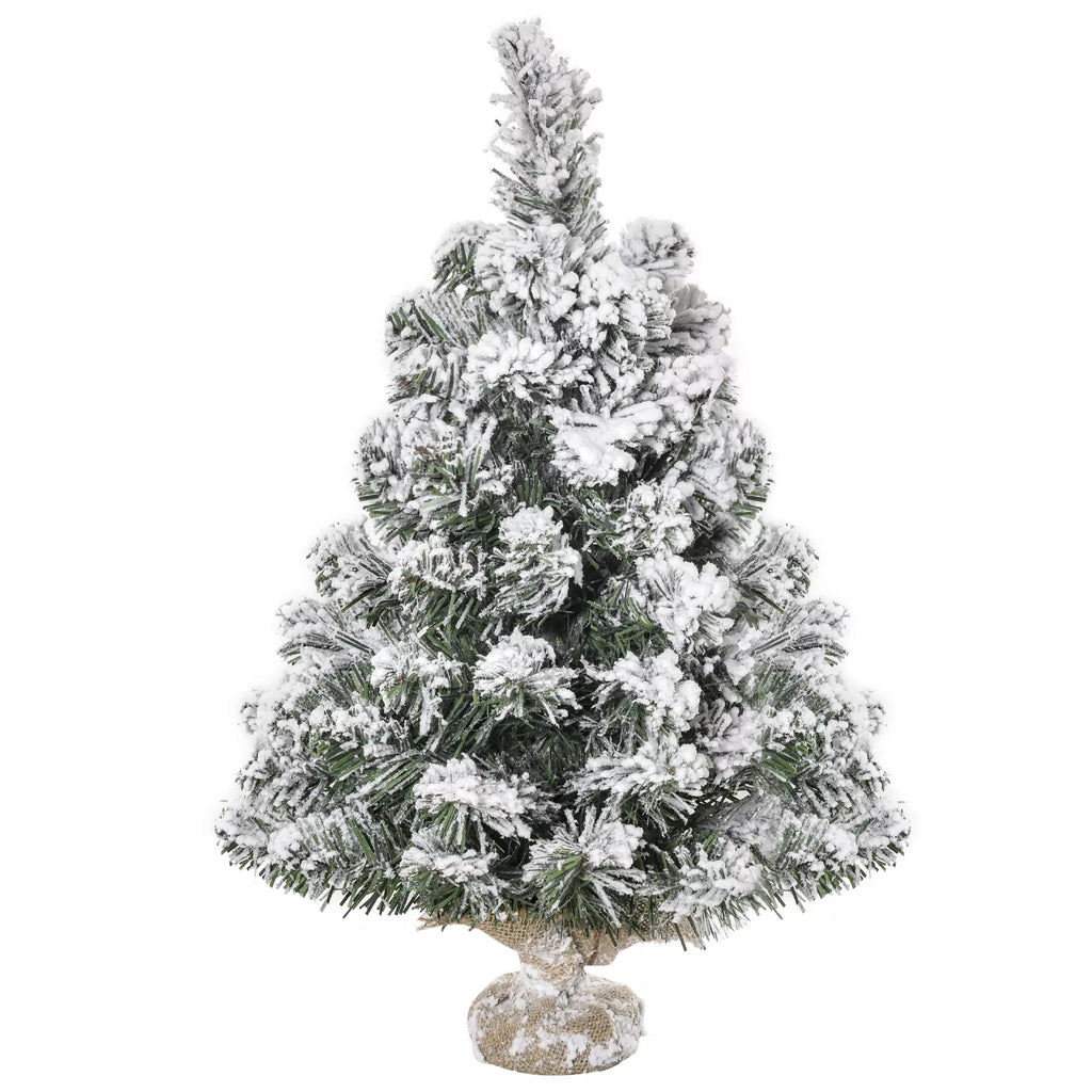 Mini dirbtinė Kalėdų eglutė 60 cm Dirbtinė eglutė su sniegu, 67 viršūnės Cemento pagrindas, skirtas naudoti patalpose, biure