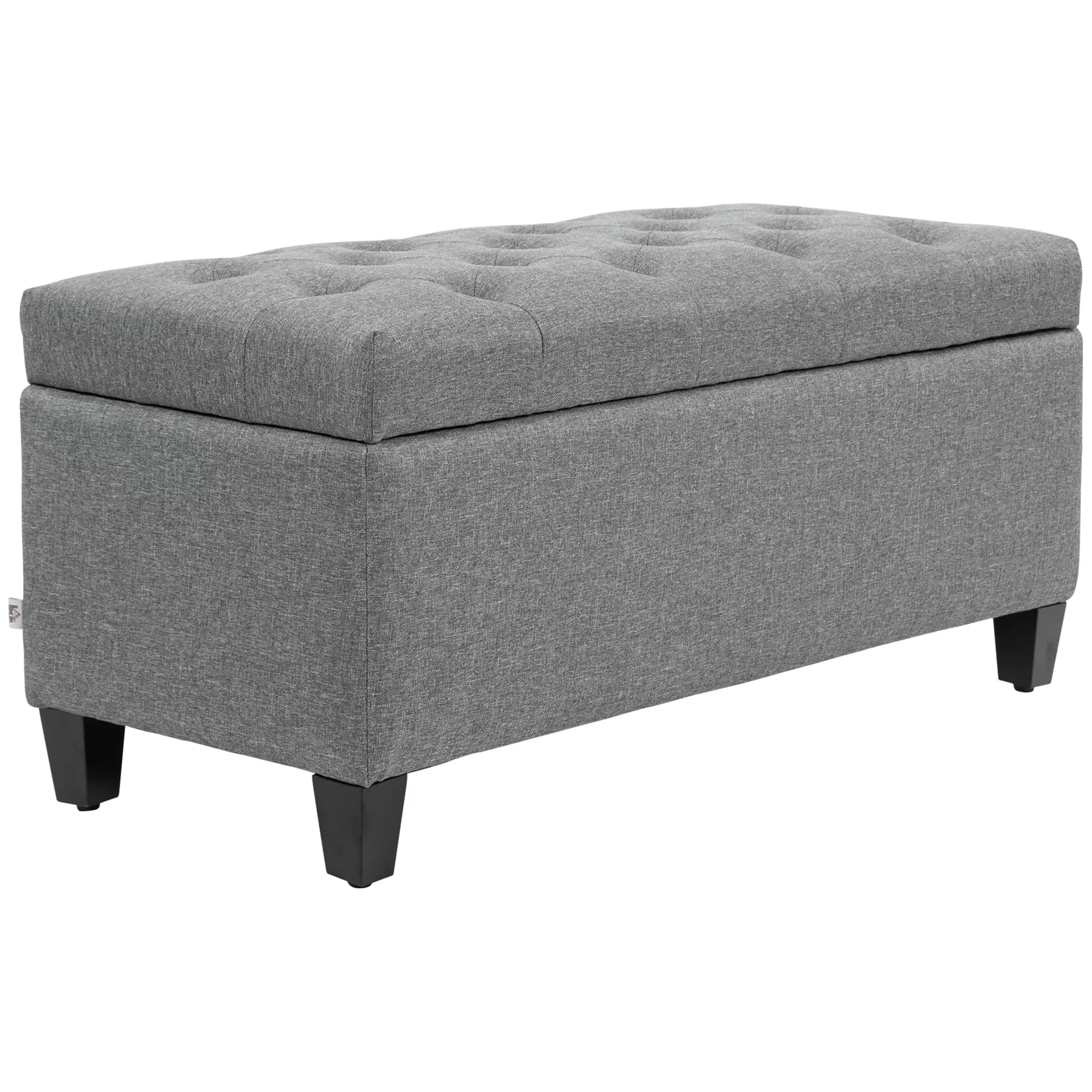 Suoliukas su daiktadėže, paminkštintas, 100 x 40 x 44 cm, šviesiai pilkas