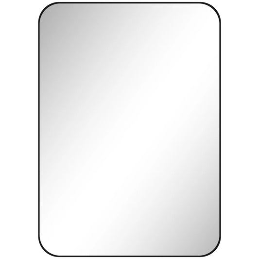 Sieninis vonios veidrodis su apsaugine plėvele nuo skeveldrų, metaliniu rėmu, 50 x 70 cm, juodas