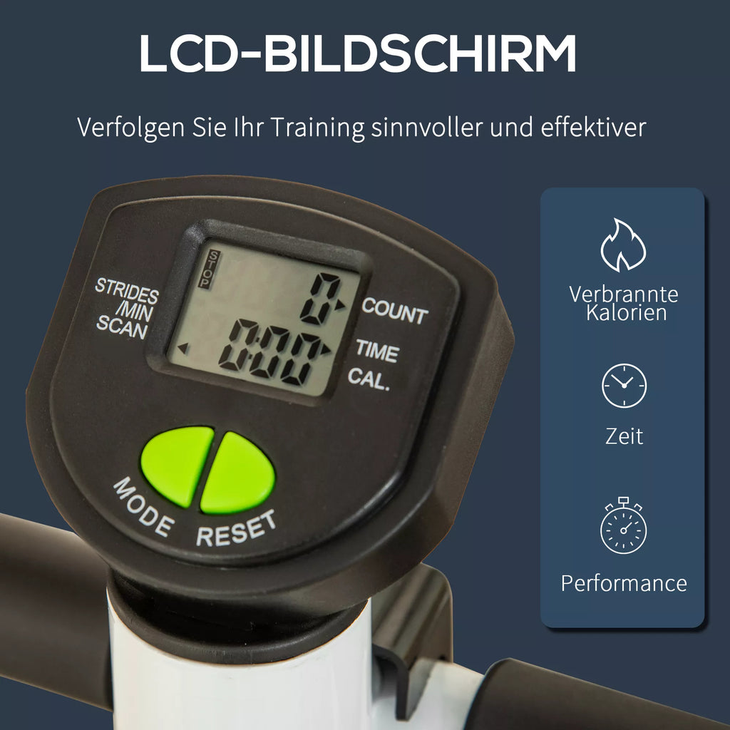 Fitness Stepperis treniruoklis, su LCD monitoriumi, neslystančiais pedalais, pagamintas iš plieno ir ABS, 55x44x108 cm, žalias+juodas