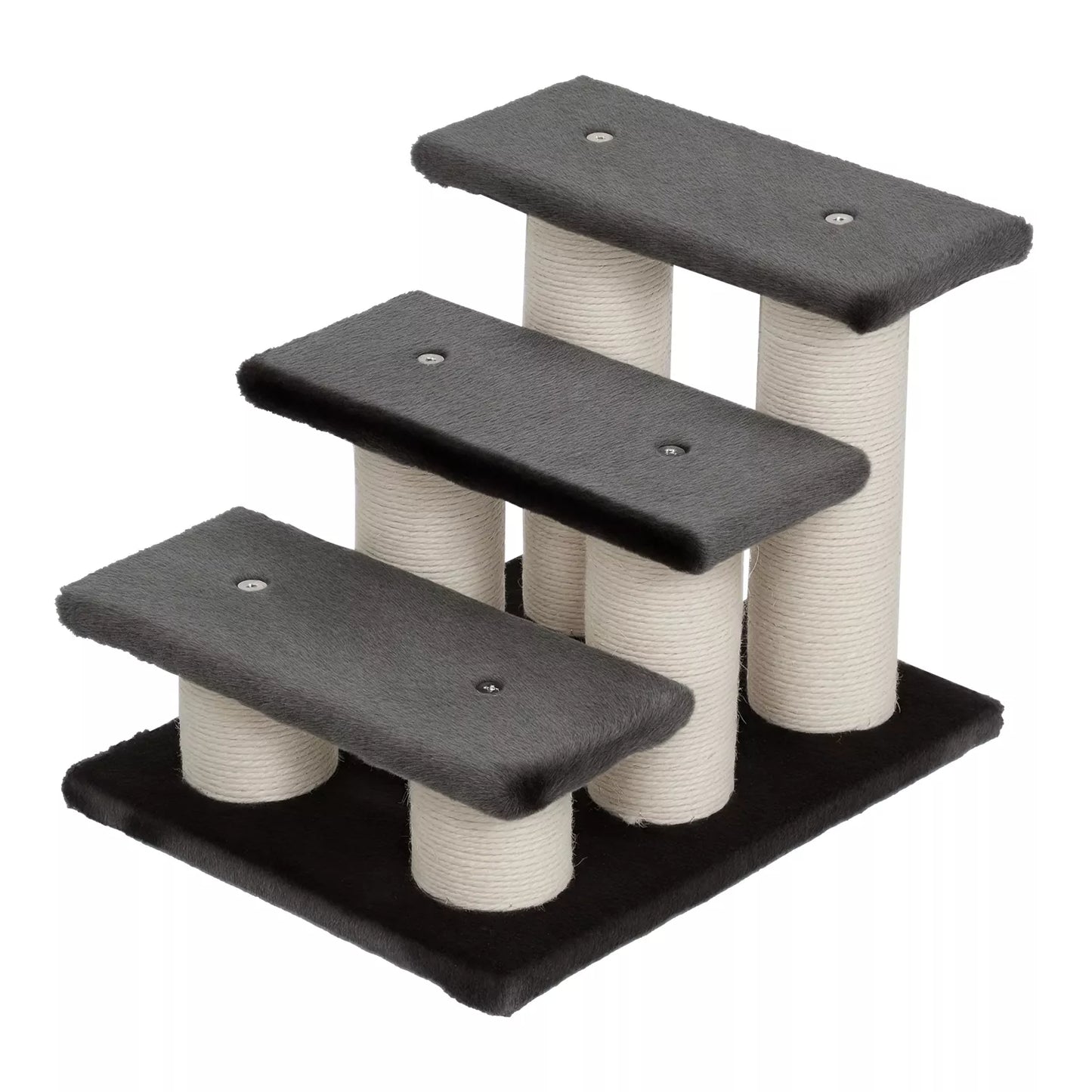 Šunų laipteliai 3 pakopų 34 cm aukščio naminių gyvūnėlių laipteliai šunims, katėms, su draskykle, šunų rampa, įlipimo pagalbininkas lovai, sofai, čiužiniui, tamsiai pilki