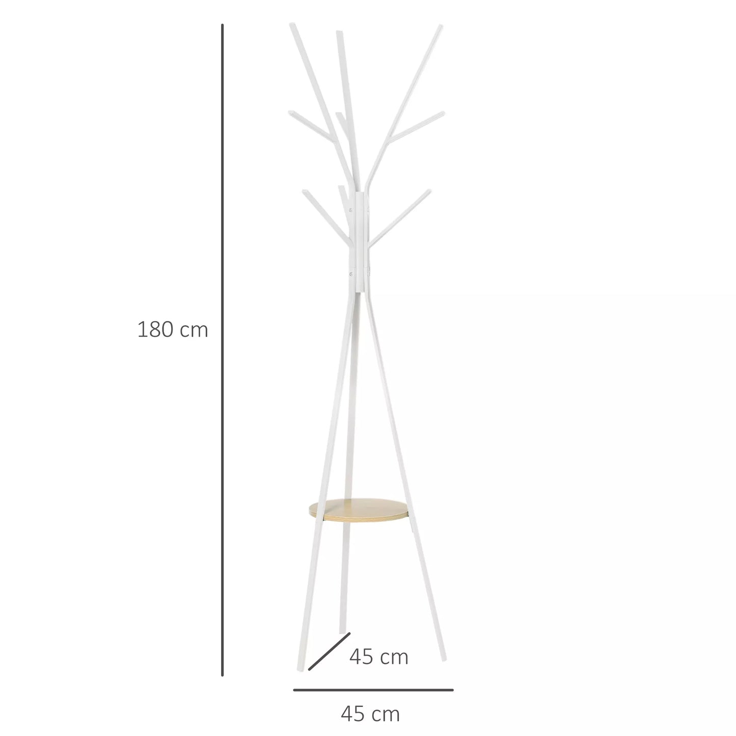 Drabužių kabykla su lentyna ir 8 kabliukais, šiuolaikiška drabužinė drabužiams, kepurėms, rankinėms laikyti, skirta svetainei, balta