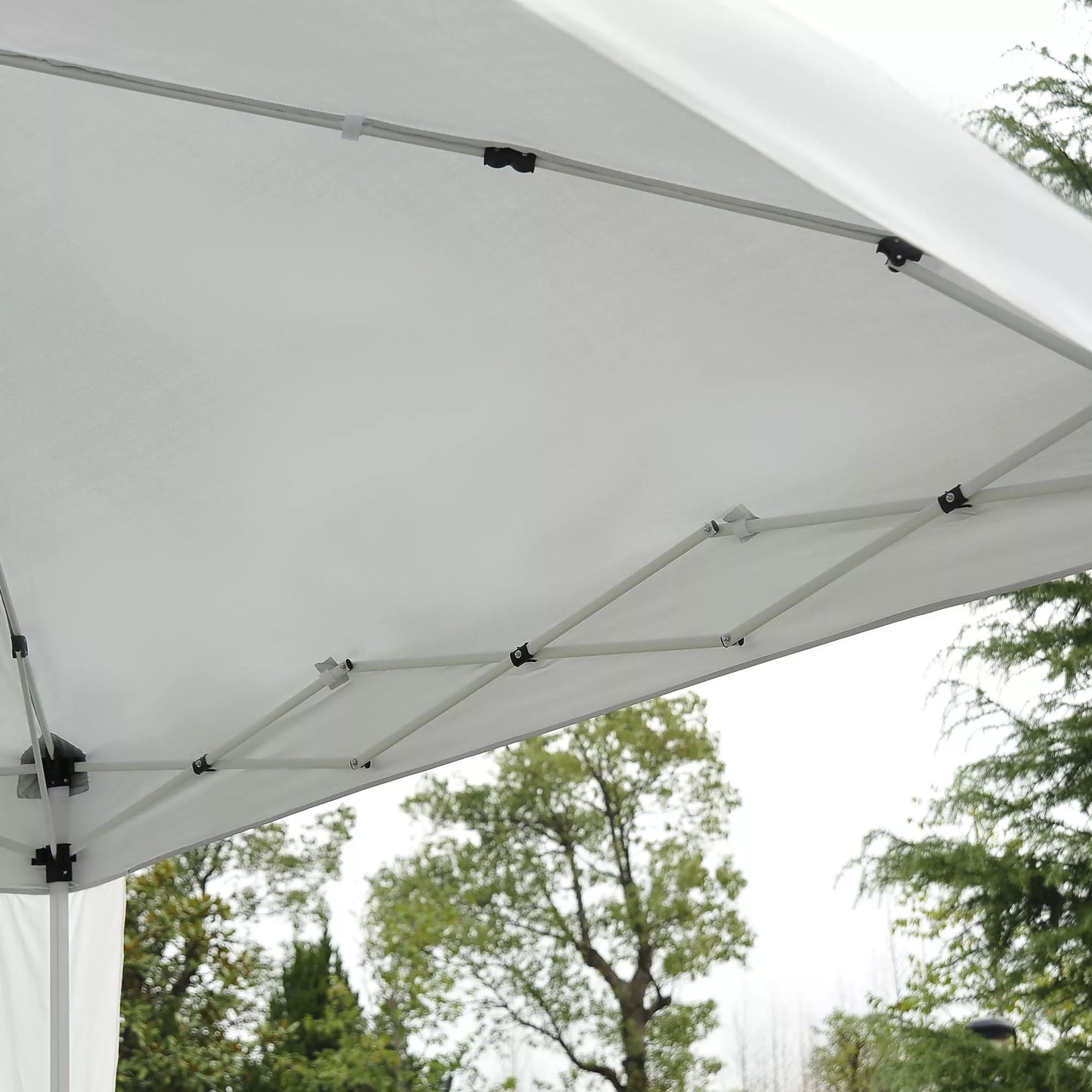 Sulankstomas paviljonas 2,4 x 2,4 m Paviljonas Sulankstoma palapinė su UV apsauga, šventinė palapinė su nešimo krepšiu, skirta sodui, balkonui, plieninė, balta