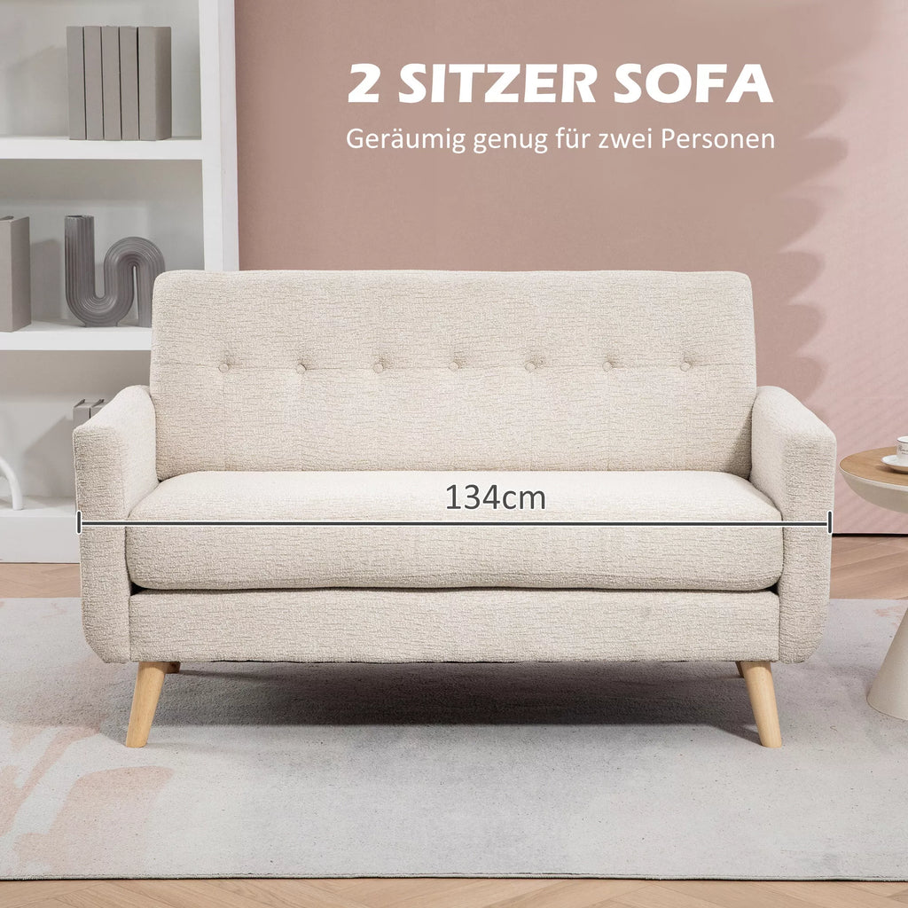 Dvivietė sofa, minkšta ir patogi, 134 cm, smėlio spalvos