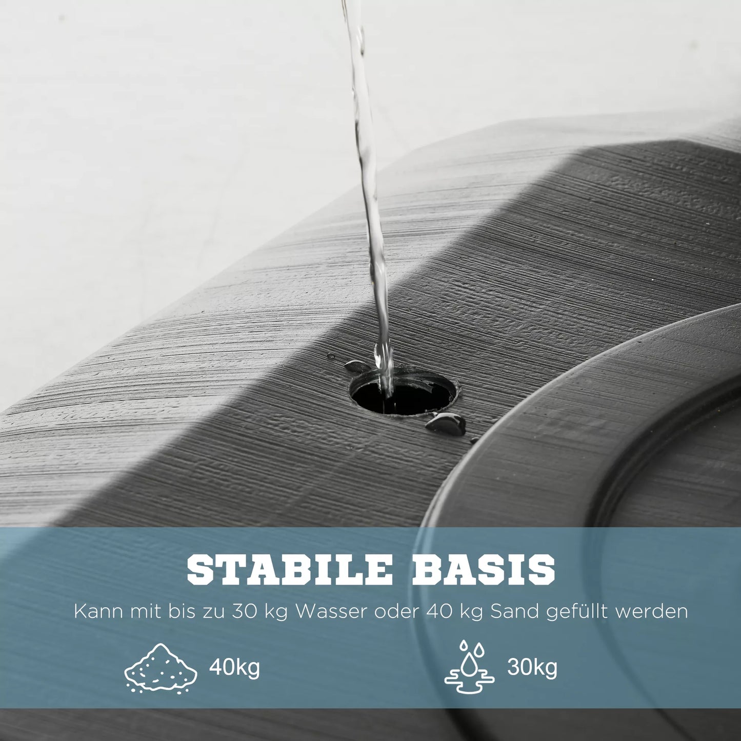 Krepšinio stovas, reguliuojamas krepšio aukštis 2,3–2,9 m, apatinė atraminė lenta, užpildoma bazė, raudona+juoda