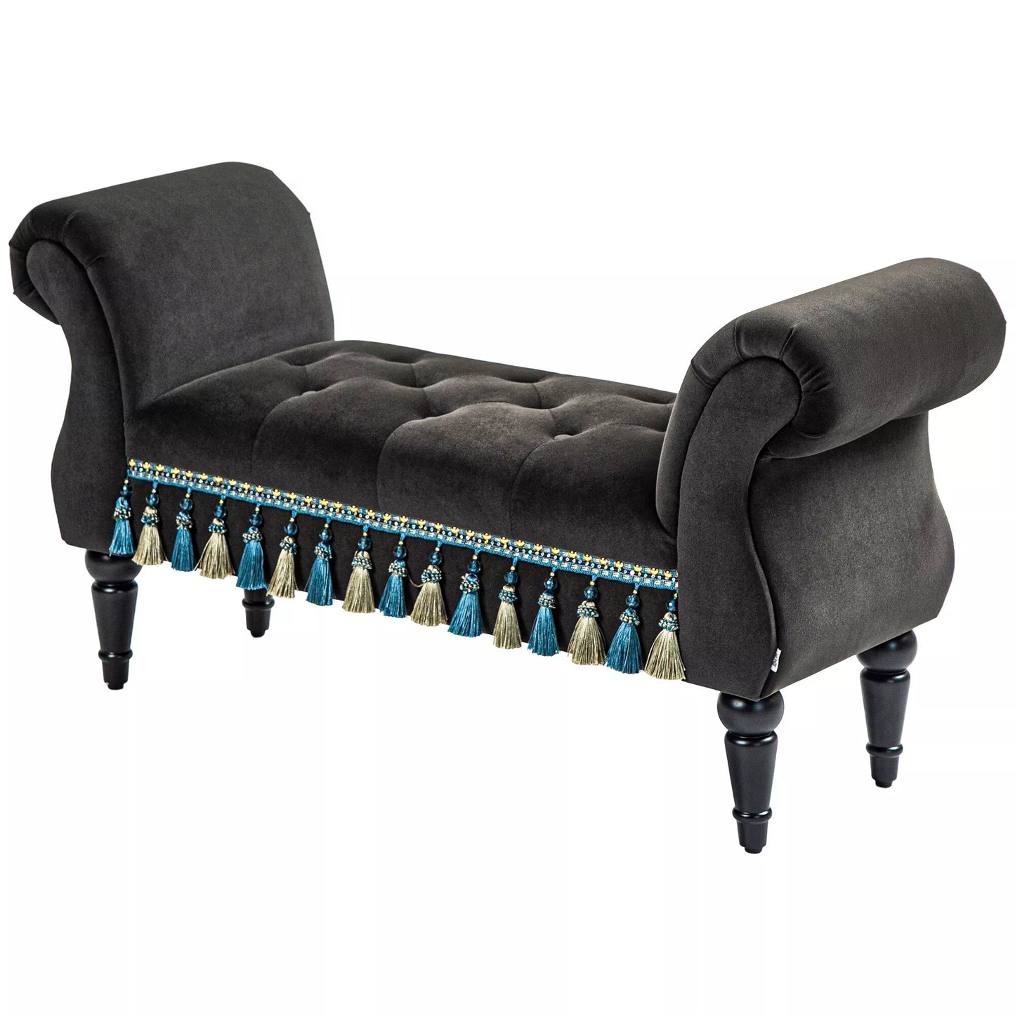 Minkštasuolis, sėdimasis suolas, vintažinis dizainas, iki 150 kg, 117x40x58 cm, tamsiai pilkas