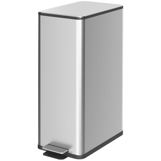 Šiukšliadėžė 20L, švelnaus uždarymo dangtis, su dezodoranto skyreliu, atspari pirštų atspaudams, nerūdijantis plienas, sidabrinė