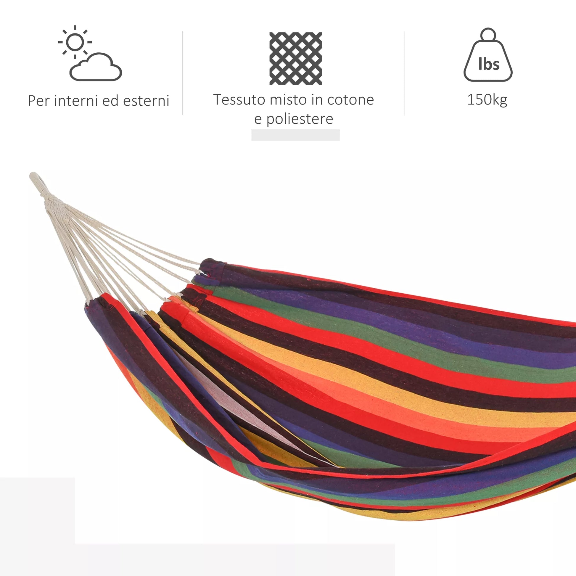 Lauko hamakas iš medvilnės su nešimo maišeliu, atlaiko iki 120 kg, modernus, 290 x 150 cm, įvairių spalvų
