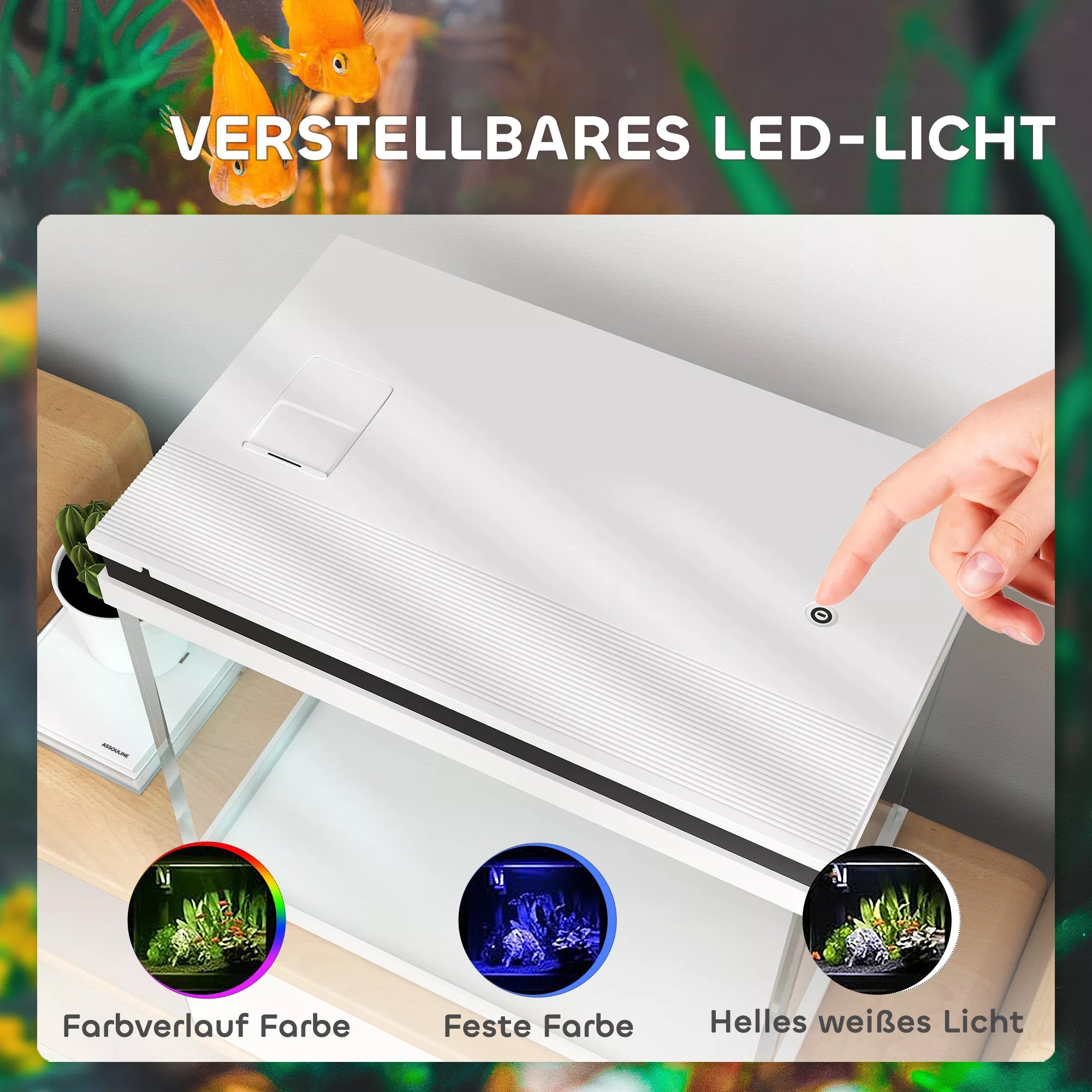 Akvariumas su filtrų sistema ir LED apšvietimu, 41 l, baltas