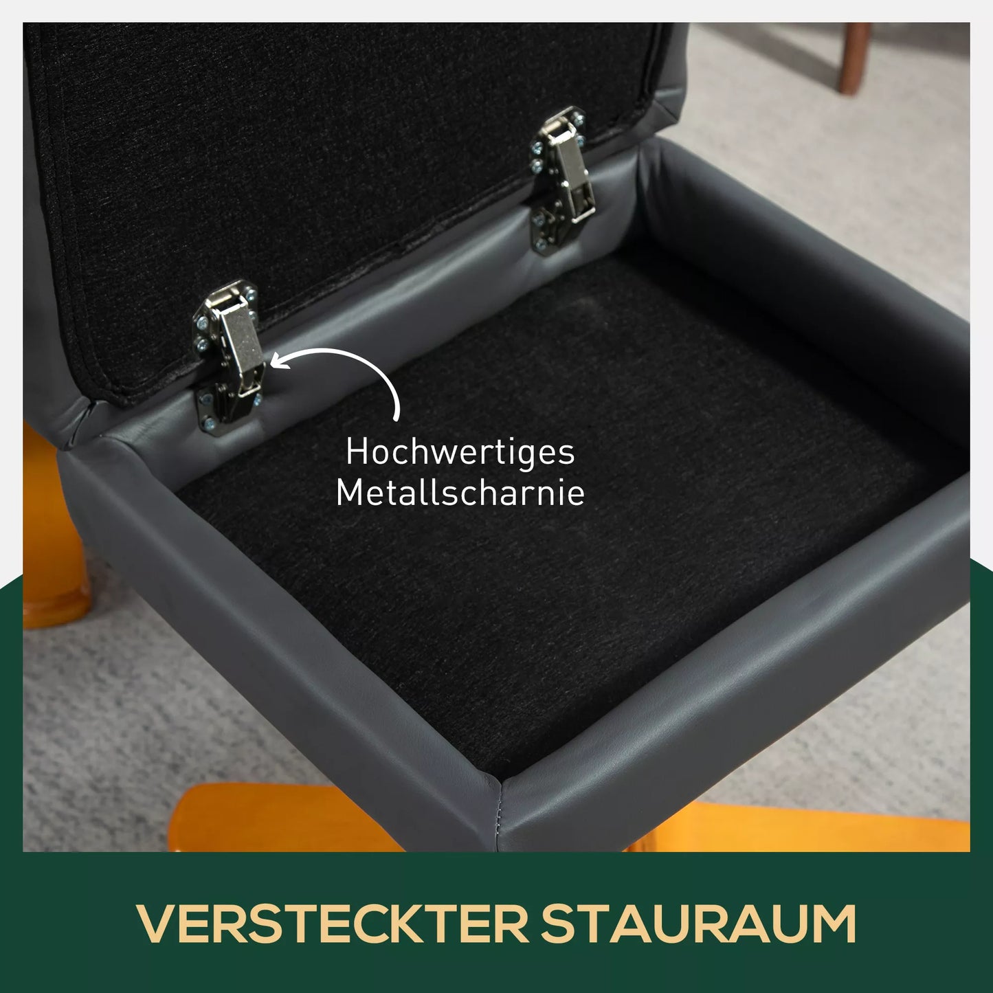 Relaksuojantis fotelis su pakoja, 145° atlošiamu atlošu, 360° pasukamas, dirbtinė oda, tamsiai pilka