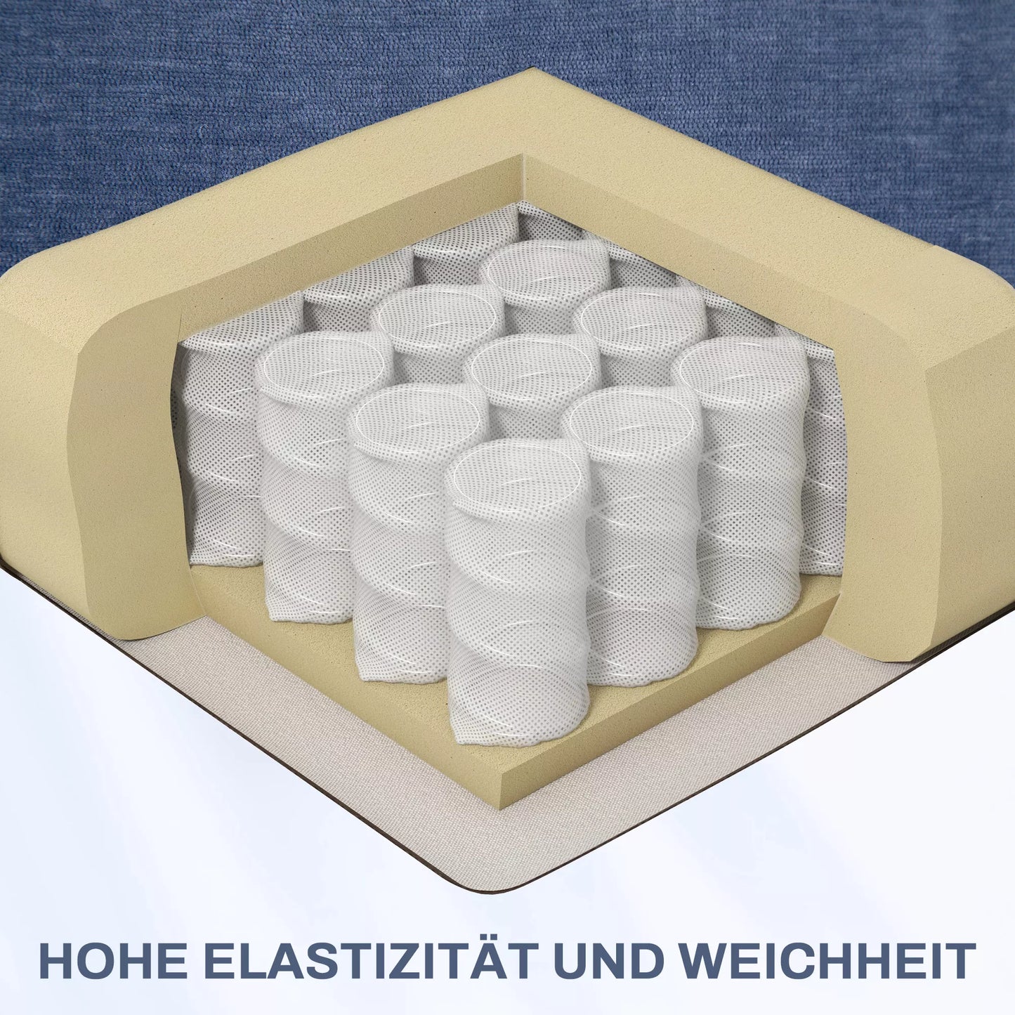 Masažinis krėslas su šildymo ir atlošimo funkcija, pasukamas, iki 150 kg, metalinis rėmas, 98x90x98 cm, mėlynas