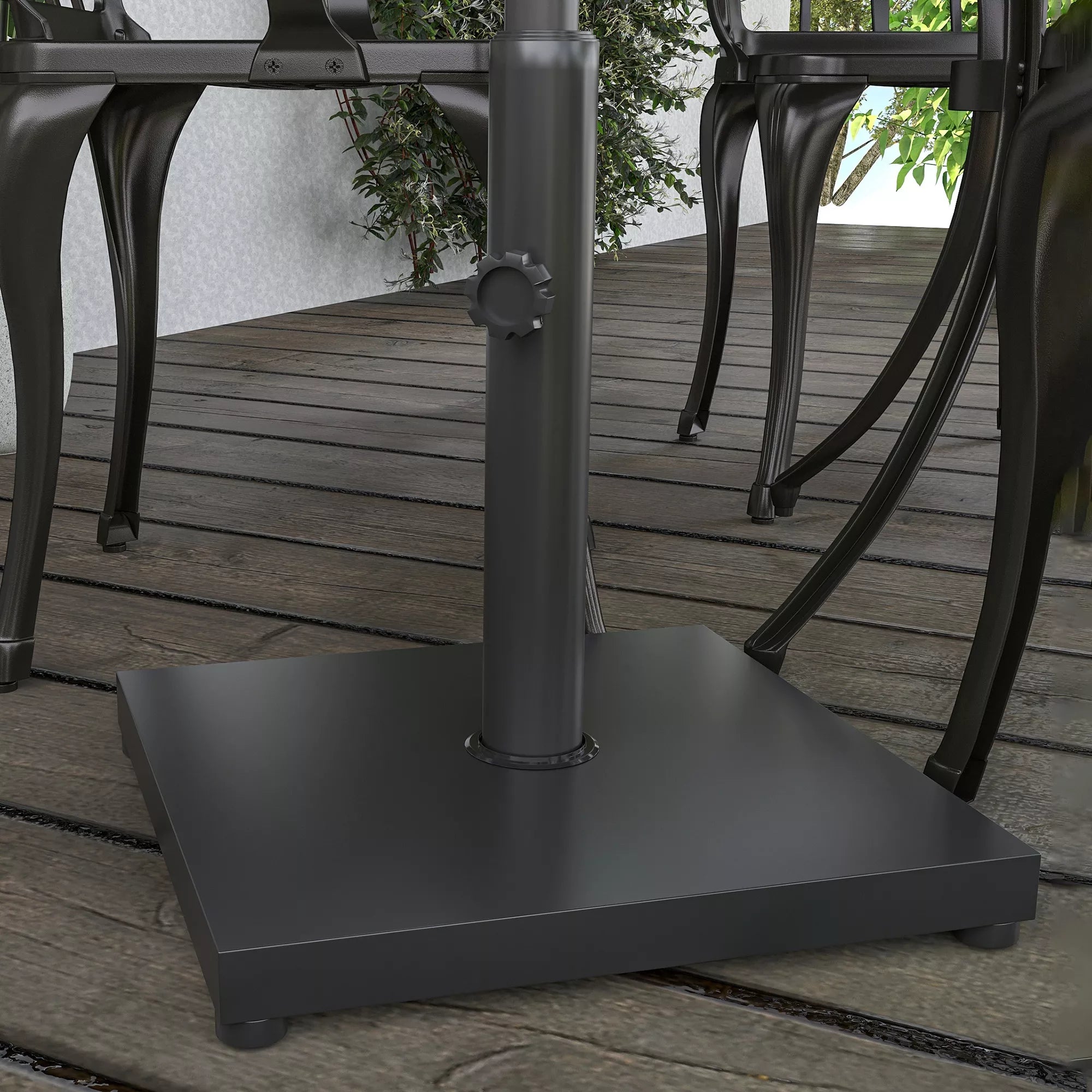 Skėčių stovas 13 kg Skėčių stovas, kvadratinis skėčių laikiklis, skėčių svoris, stovas skėčiams 35/38/48 mm vamzdžio skersmens, balkonui, terasai, sodui, juodos spalvos
