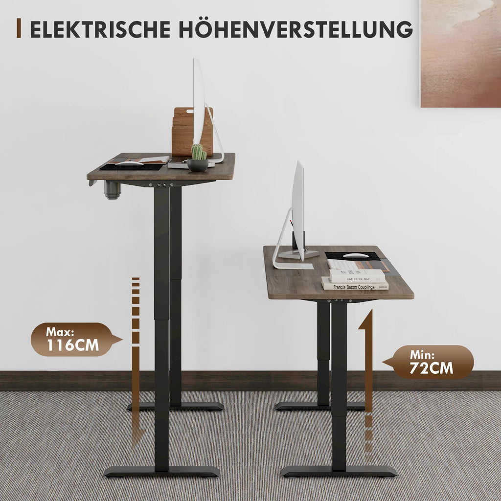 Aukščio reguliuojamas stalas Elektrinis 140 x 70 cm Kompiuterio stalas su 4 atminties valdymo funkcijomis, 4 dalių stalviršis, stovimojo-sėdimojo stalo su apsauga nuo susidūrimo, apsauga nuo perkaitimo Juodas