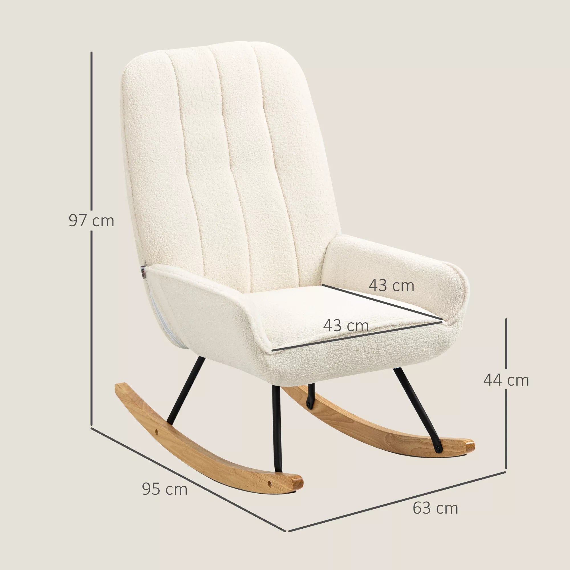 Sūpynės su šerpa vilna 63 cm x 95 cm x 97 cm Natūralios spalvos + kreminės spalvos